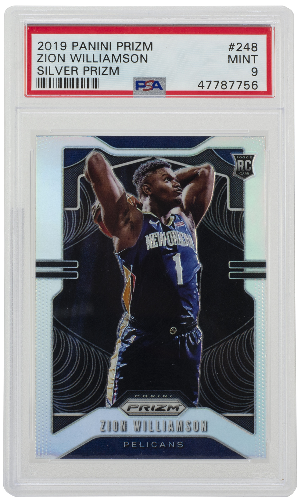 Zion Williamson 2019 Panini Prizm #248 Pelicans Silver Prizm Card Psa 