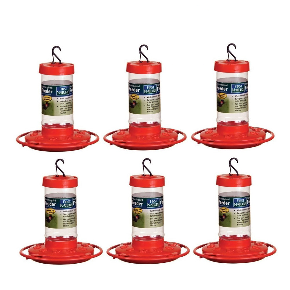 First Nature 16oz Red Hummingbird Feeder #3051 10 Ports w/ Red Trap-It Ant Moat 