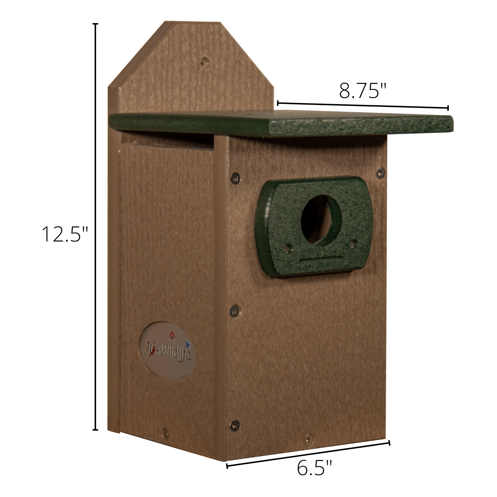 JCs Wildlife Brown Recycled Ultimate Bluebird House w/Brown Roof & Free Shipping 