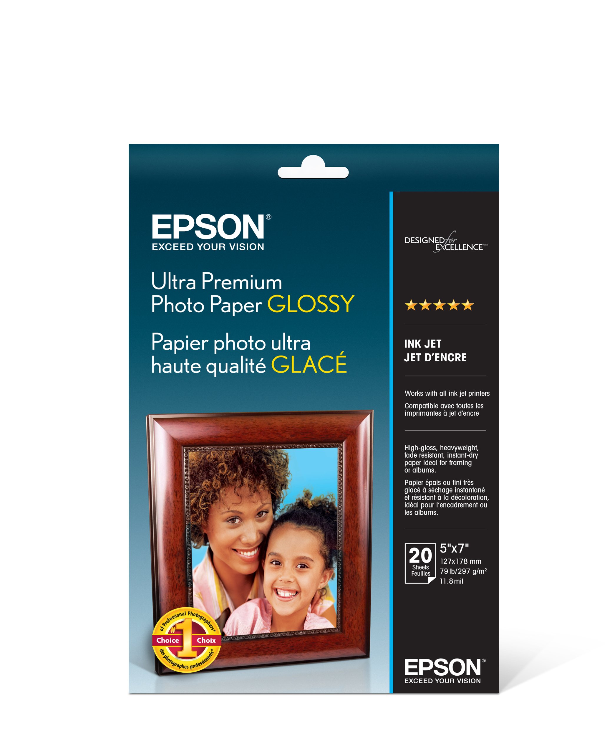 Epson Ultra Premium  Paper GLOSSY (5x7 Inches, 20 Sheets) (S041945 .