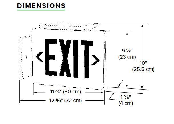(case of 4) Hubbell DualLite SESRB Die Cast Aluminum LED Exit Sign, Black with