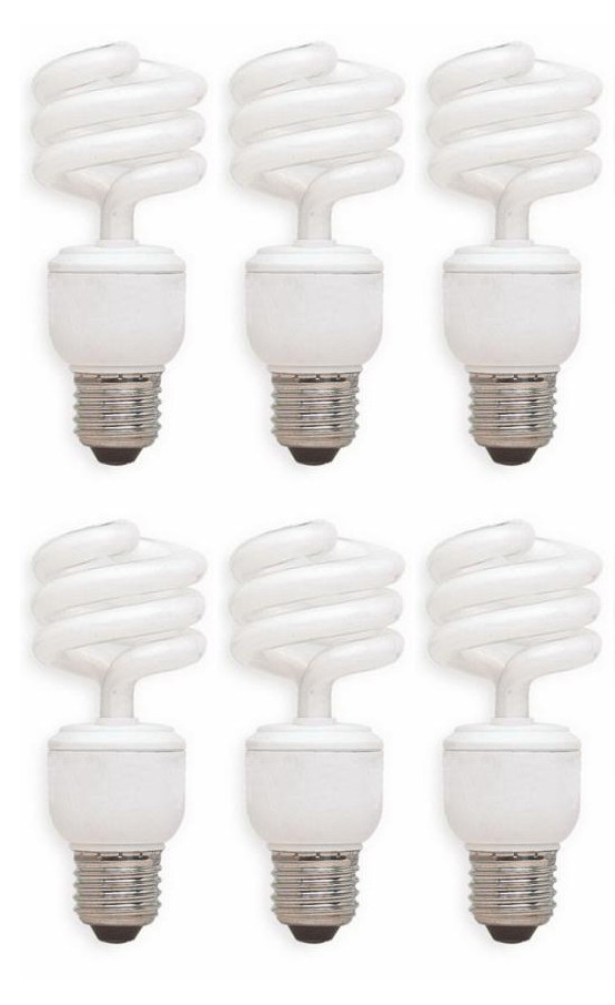 6 bulbs) GE 94543 Compact Fluorescent 14 watt Light Bulb, FLE14HT3