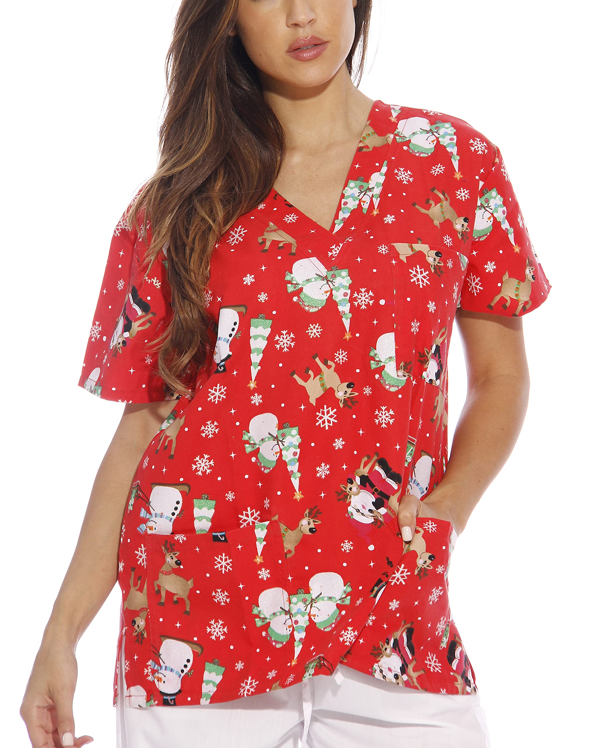 Just Love Women's Scrub Tops / Holiday Scrubs / Nursing Scrubs - Picture 37 of 51