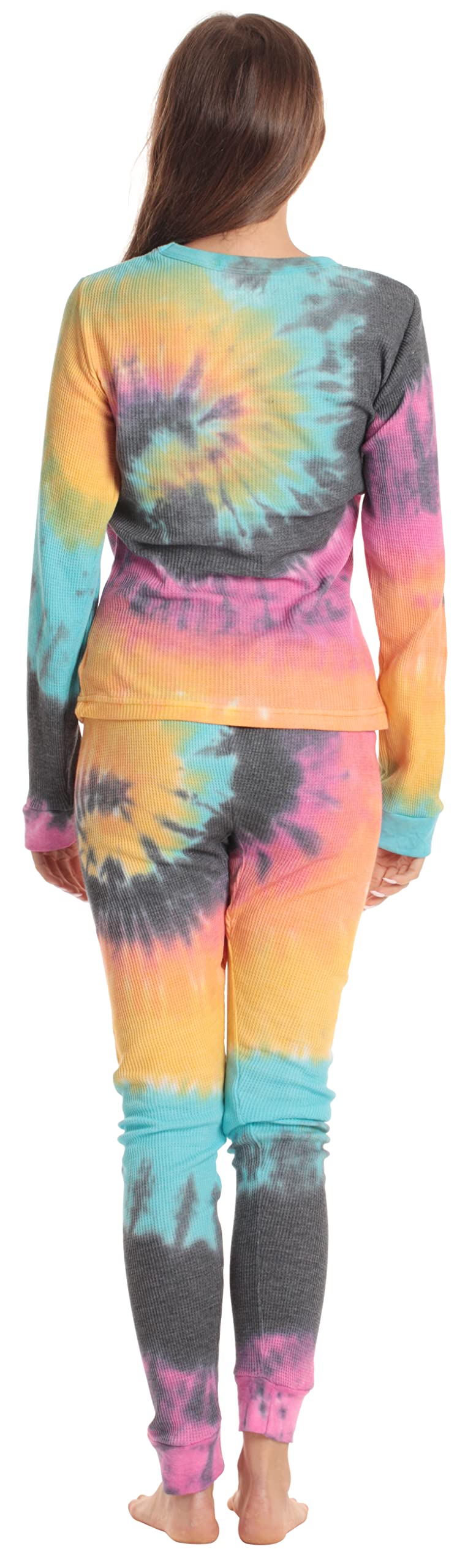 Just Love Women's Tie Dye Two Piece Thermal Pajama Set