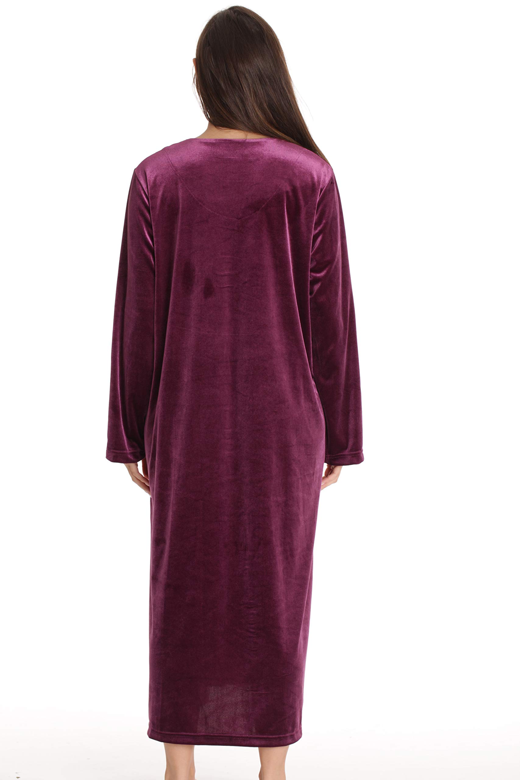 Just Love Stretch Velour Embroidered Zipper Lounger Robe For Women With