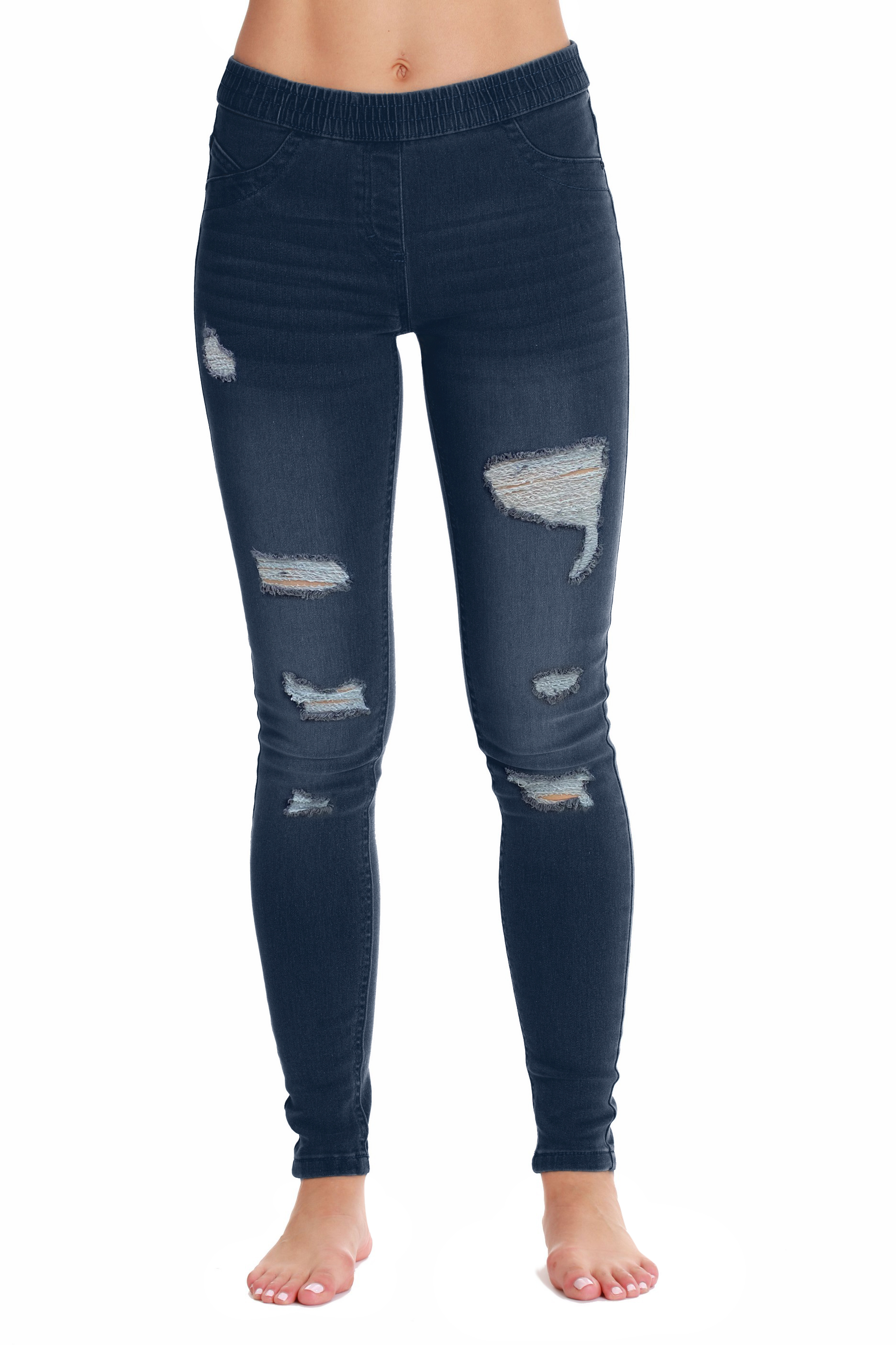 Just Love Denim Wash Ripped Jeggings for Women - Helia Beer Co