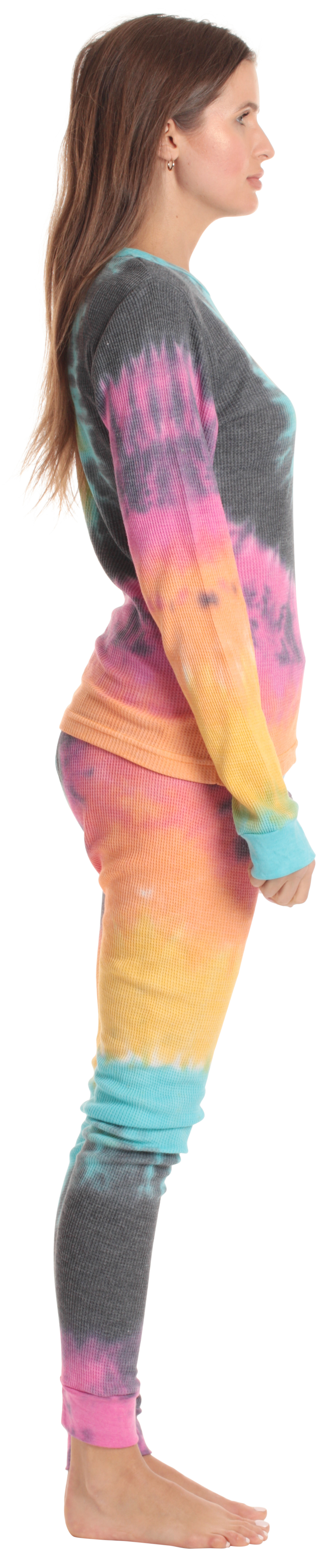Just Love Women's Tie Dye Two Piece Thermal Pajama Set
