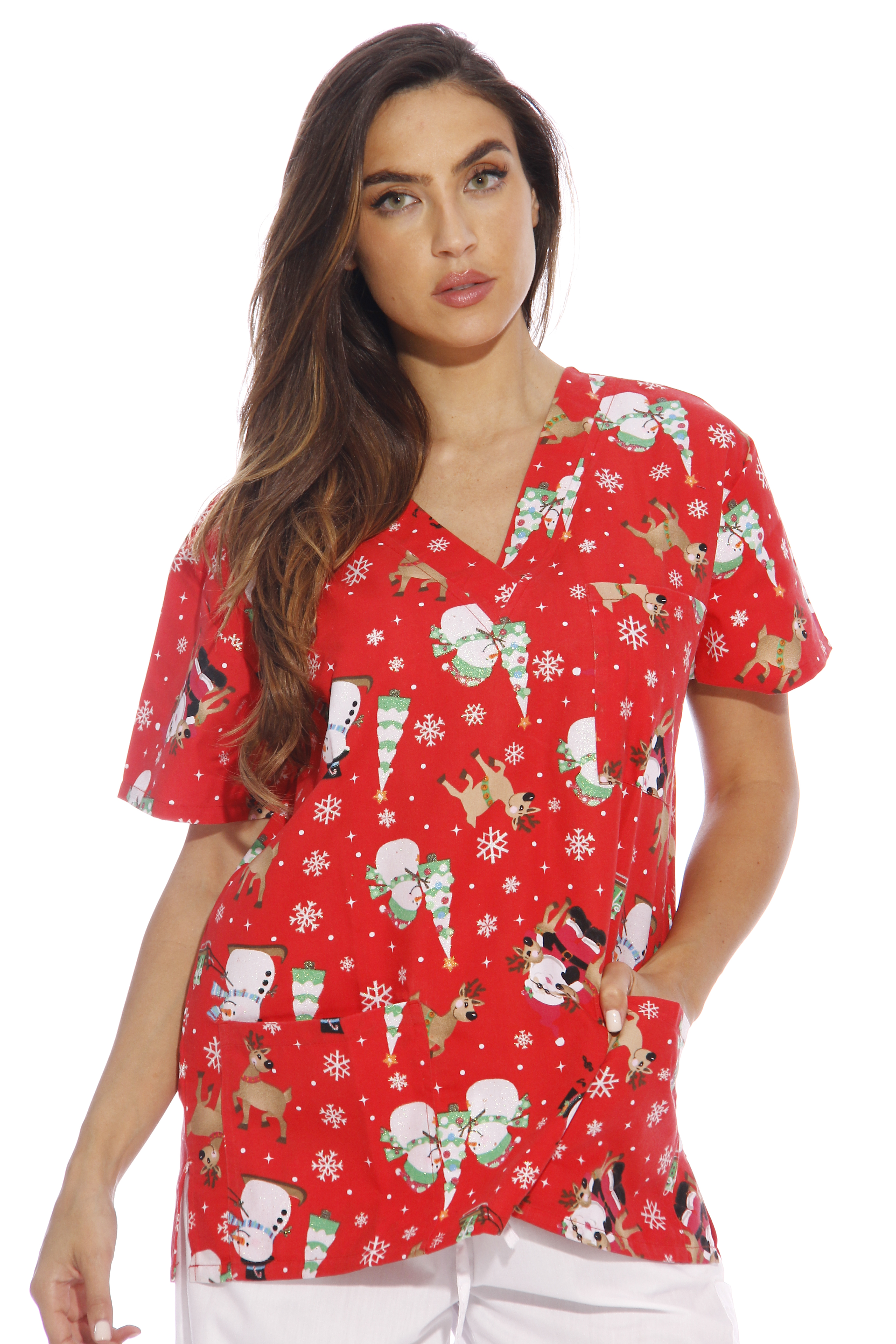 Just Love Women's Scrub Tops / Holiday Scrubs / Nursing Scrubs - Picture 39 of 51