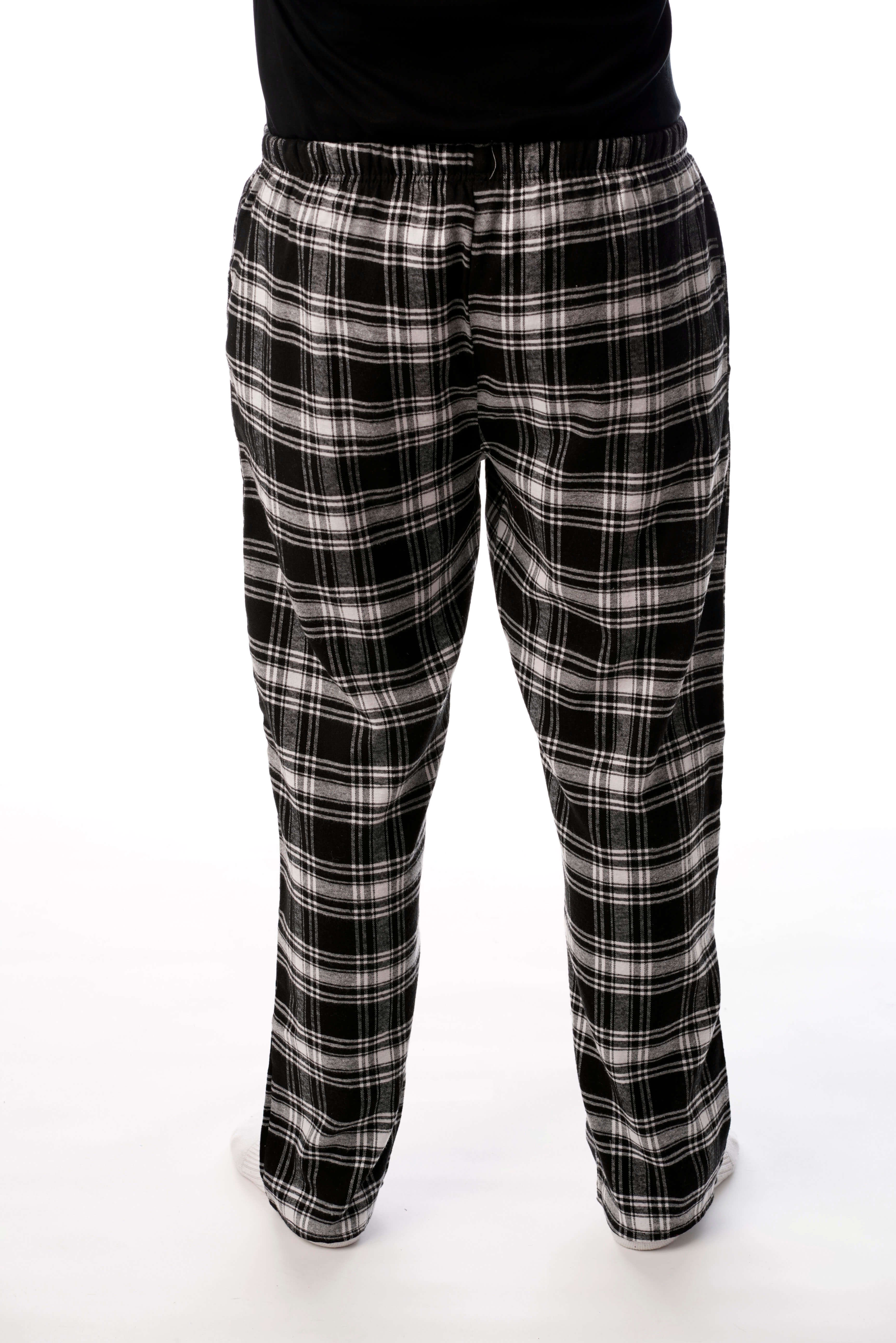 Mens Lounge Pants Size XL Pajamas Sleepwear Plaid Pockets PJs Black Gray Blue