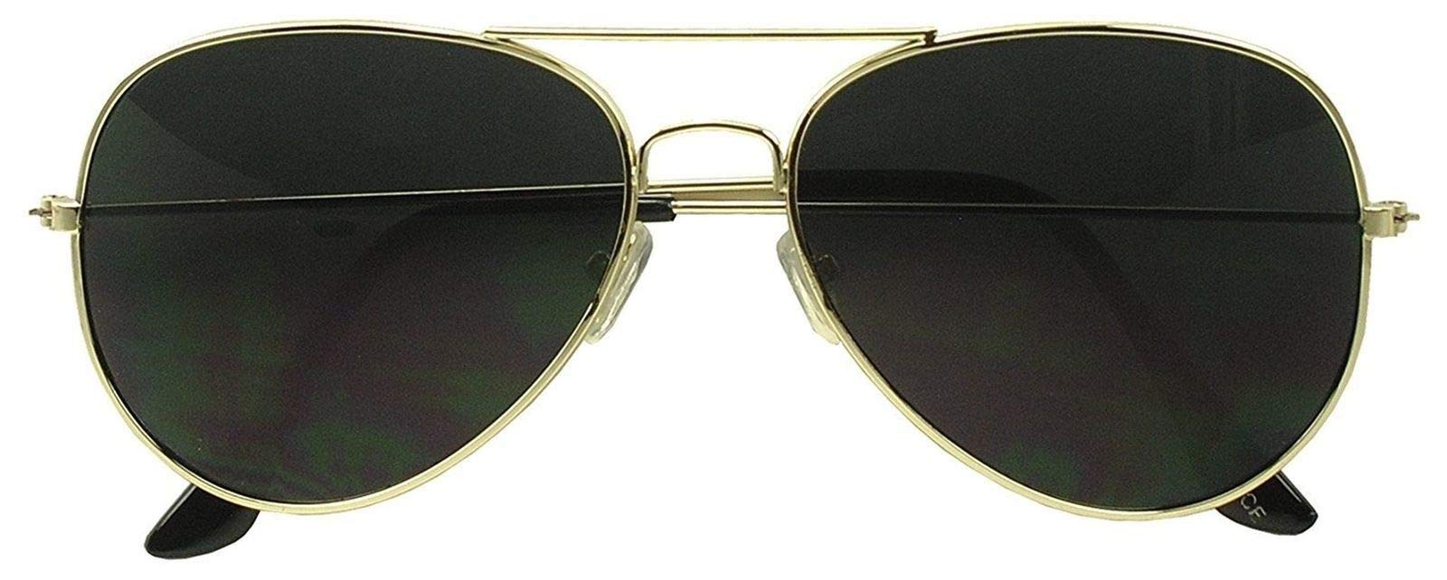 Dark Aviator Sunglasses - Gold Frame 