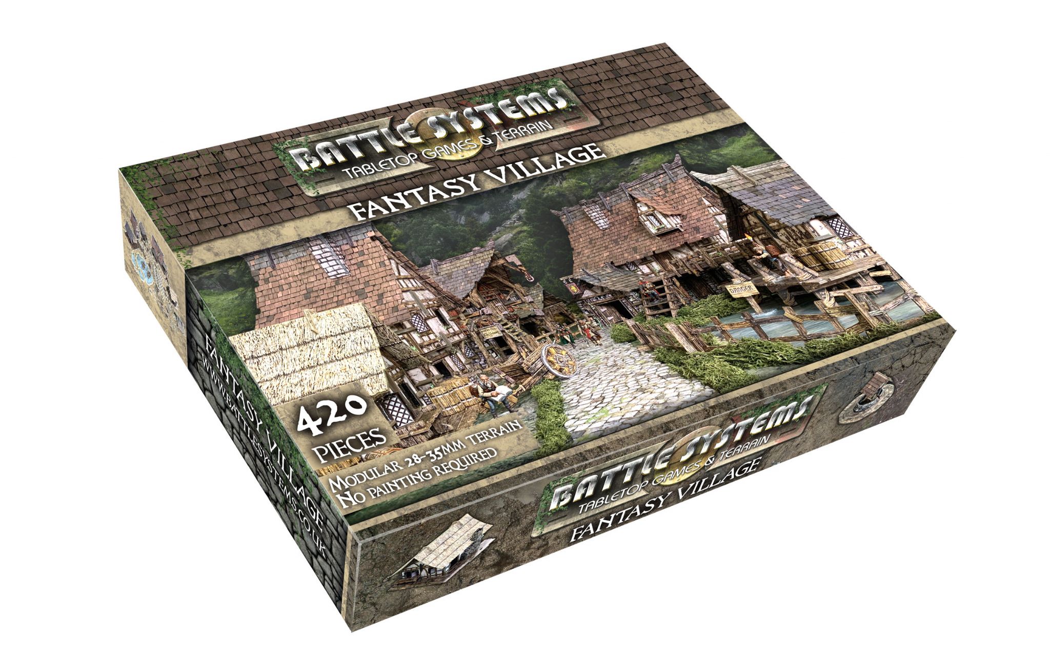 Battle Systems Fantasy Terrain Village Core Set - Modular Card D&amp;D DND ...