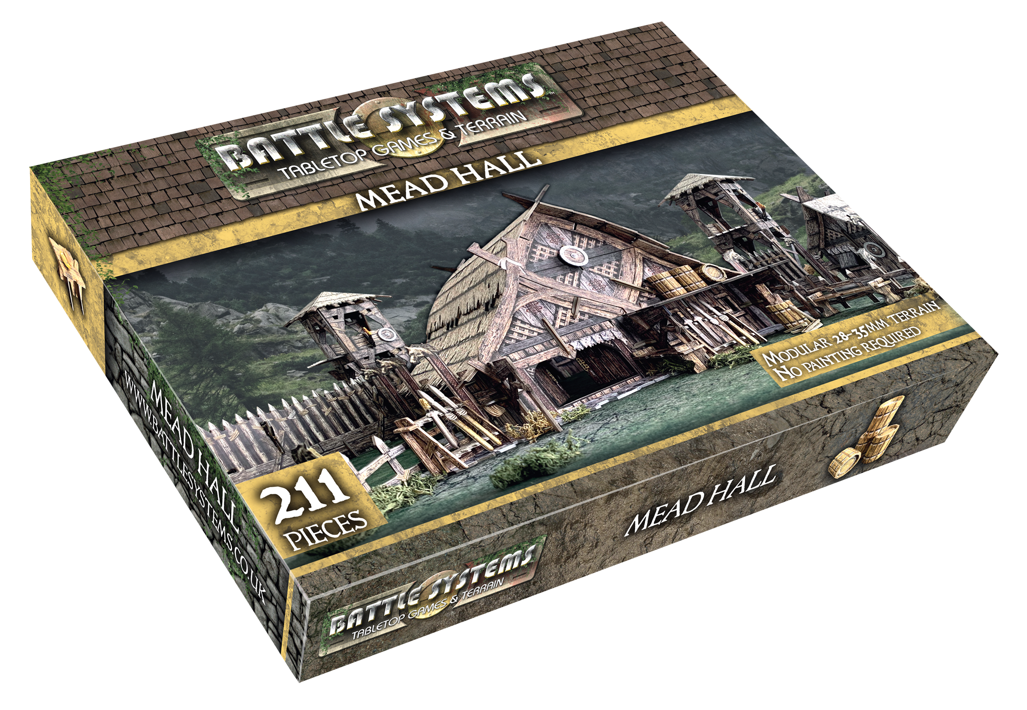 Battle Systems Fantasy Terrain Mead Hall Modular Card D&D DND Skyrim