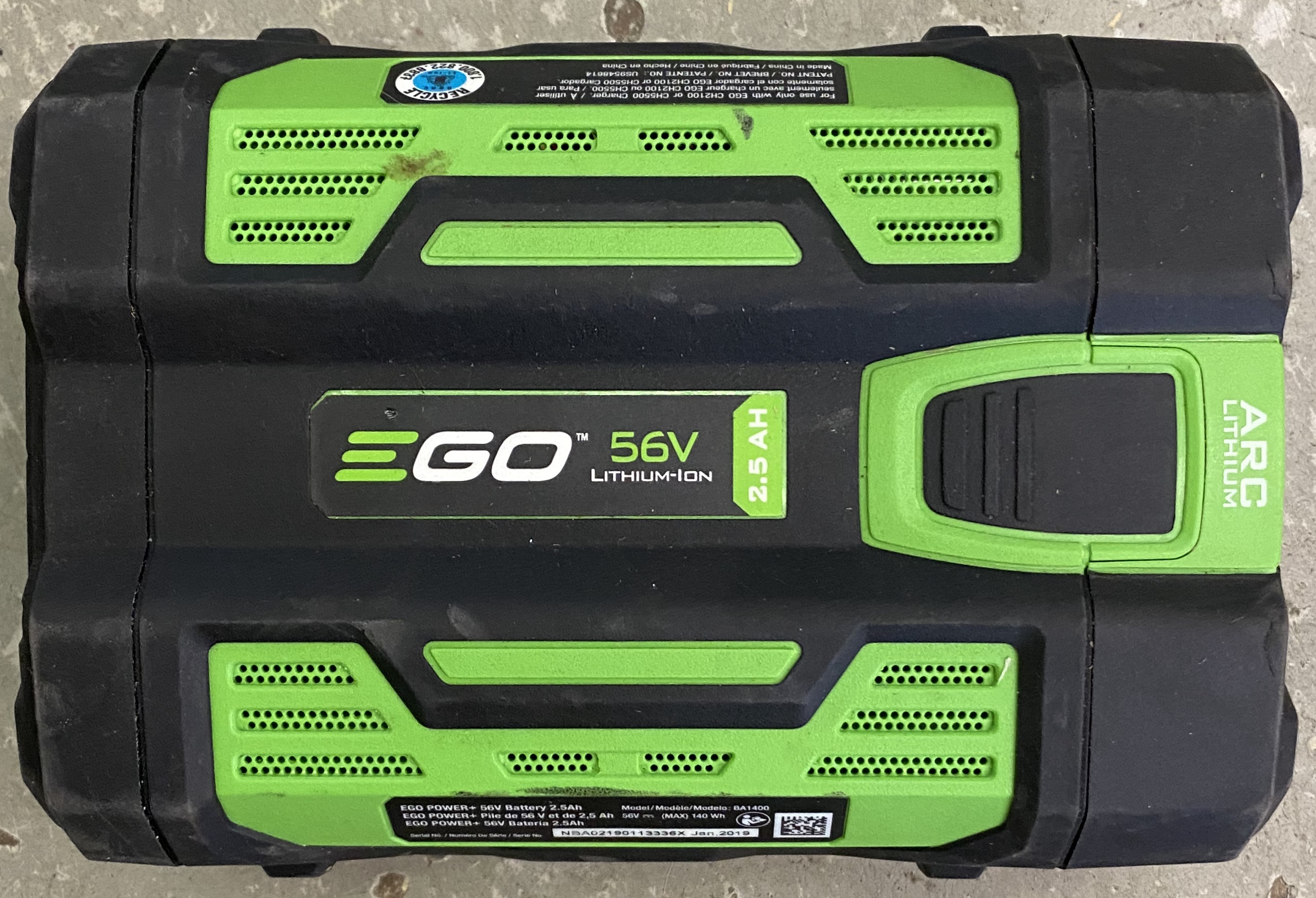 Ego Power Ba1400 56 Volt 2 5ah Lithium Ion Battery 692042005435 Ebay