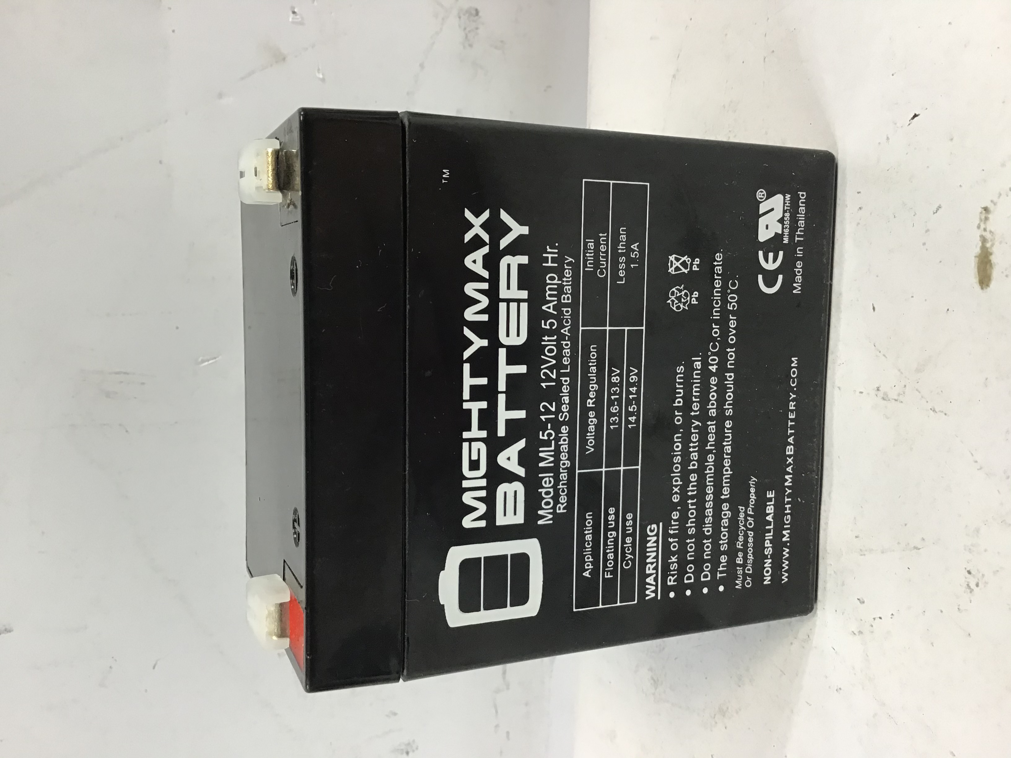 ML5-12 - 12 Volt 5 AH Rechargeable SLA Battery, Mighty Max Battery ...