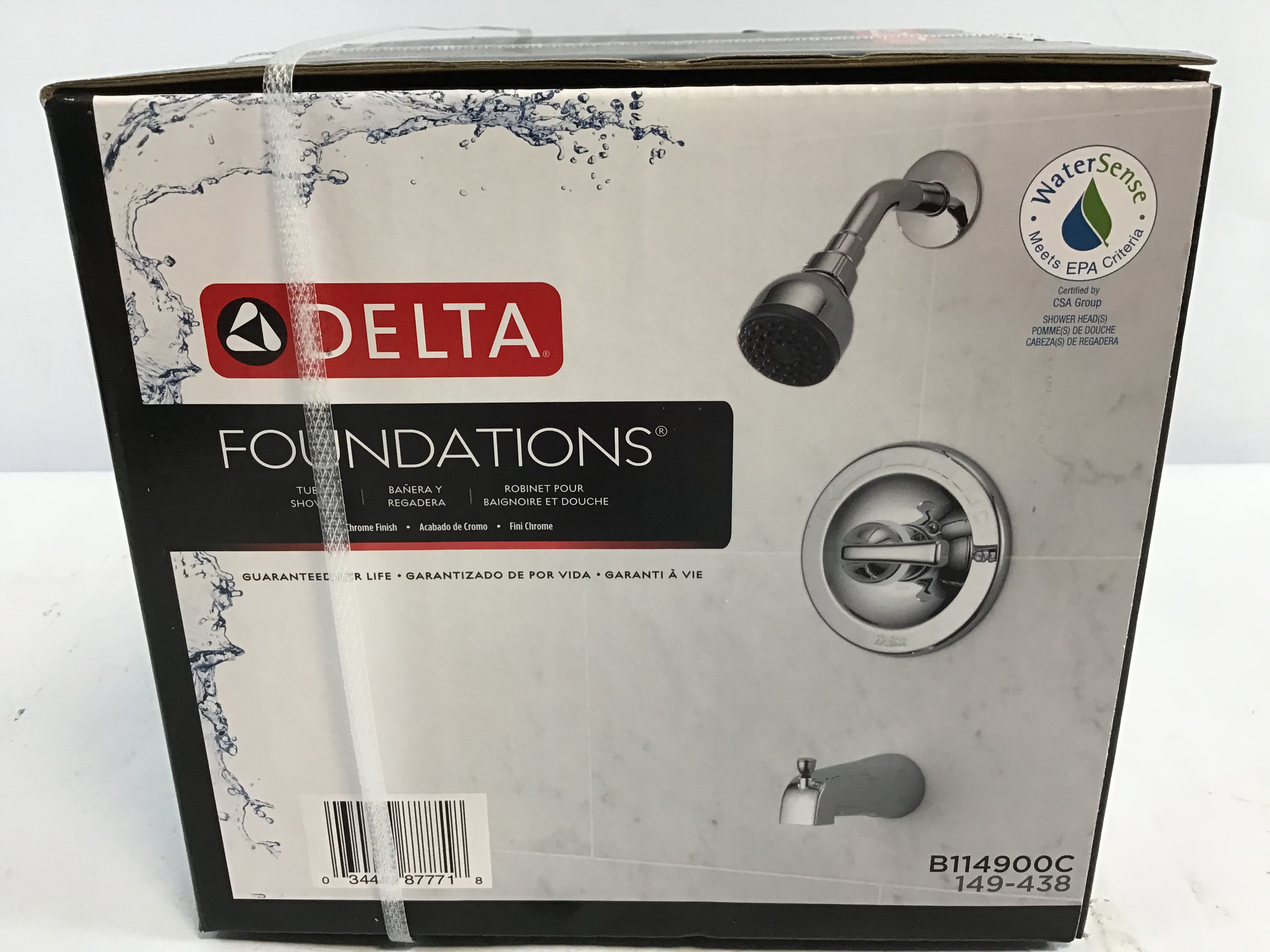 Delta B114900C Foundations SingleHandle 1Spray Tub and Shower Faucet
