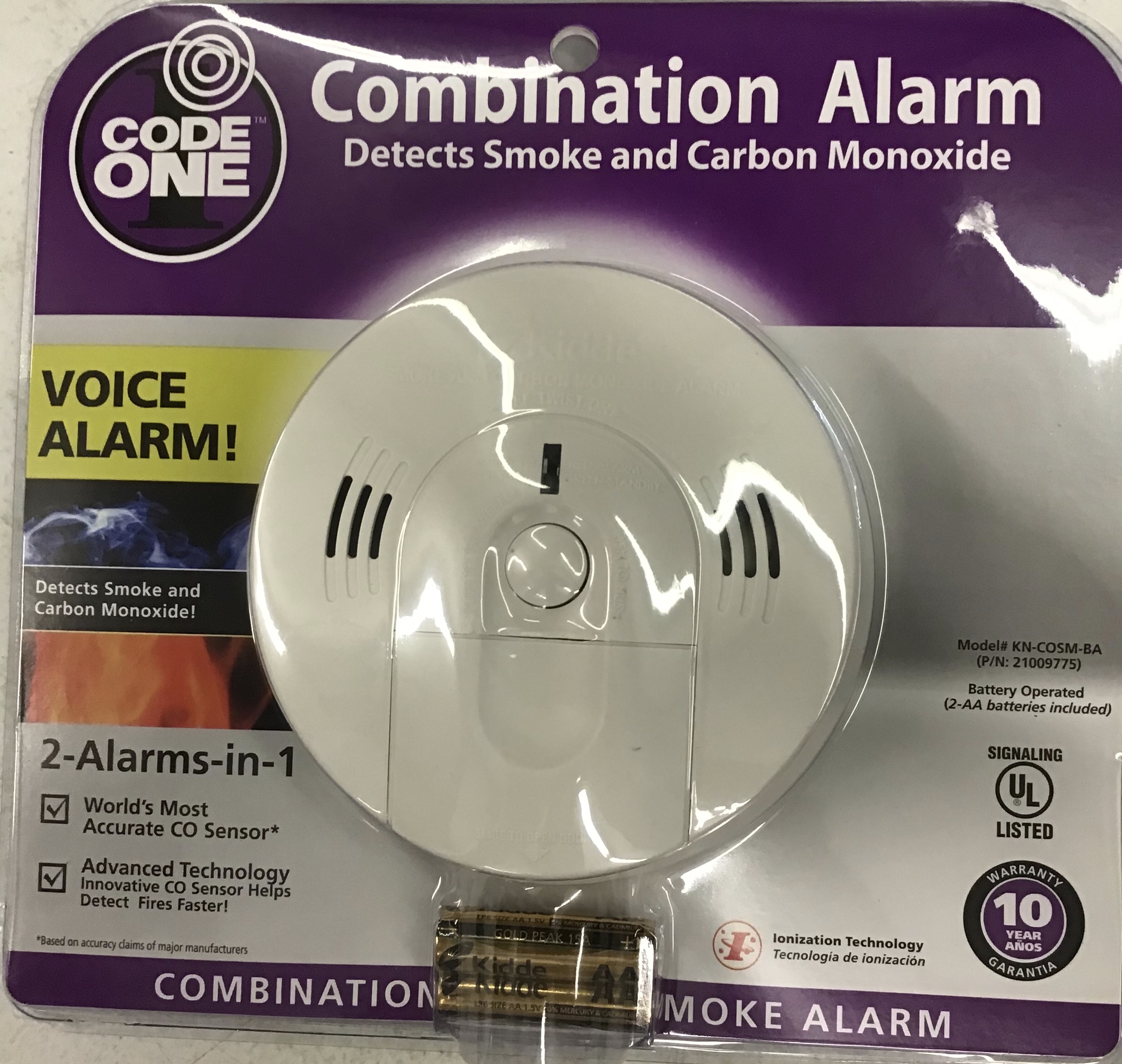 Kidde KN-COSM-BA 3 Pack Battery-Operated Combination Carbon Monoxide ...