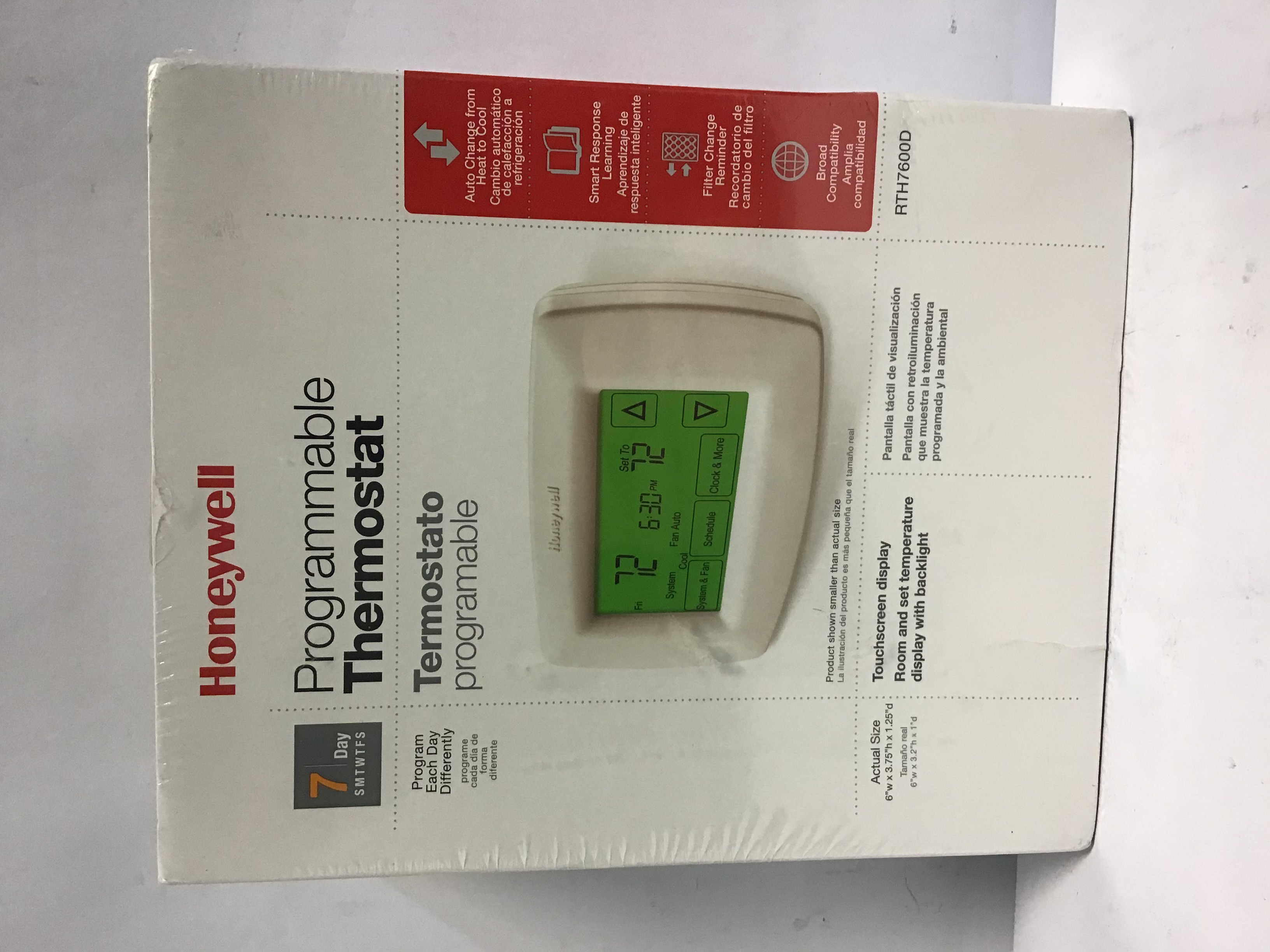 Honeywell Day Touchscreen Programmable Thermostat Rth D E