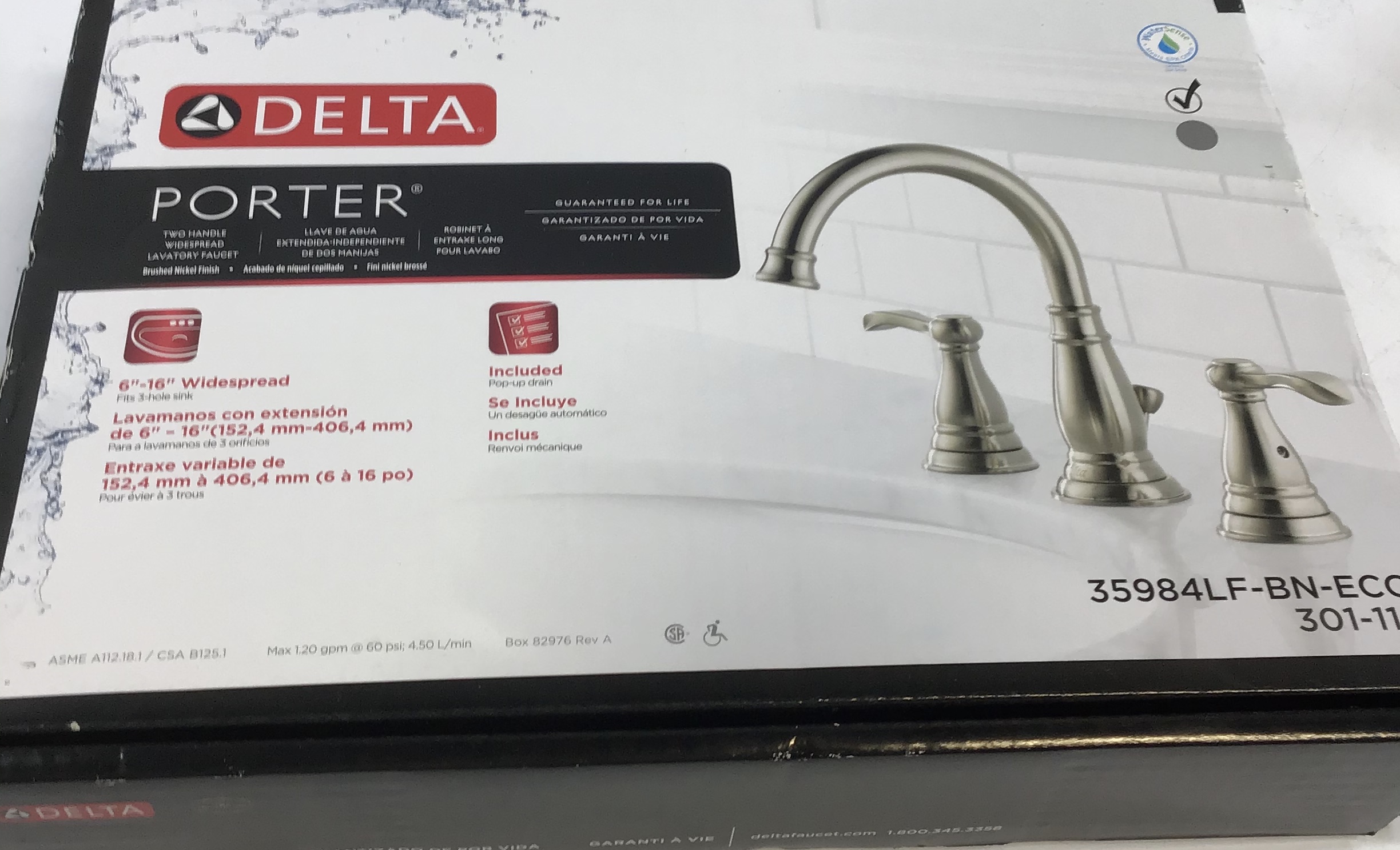 Delta Porter 8 Inch Widespread 2Handle Bathroom Faucet Brushed Nickel 34449810500 eBay