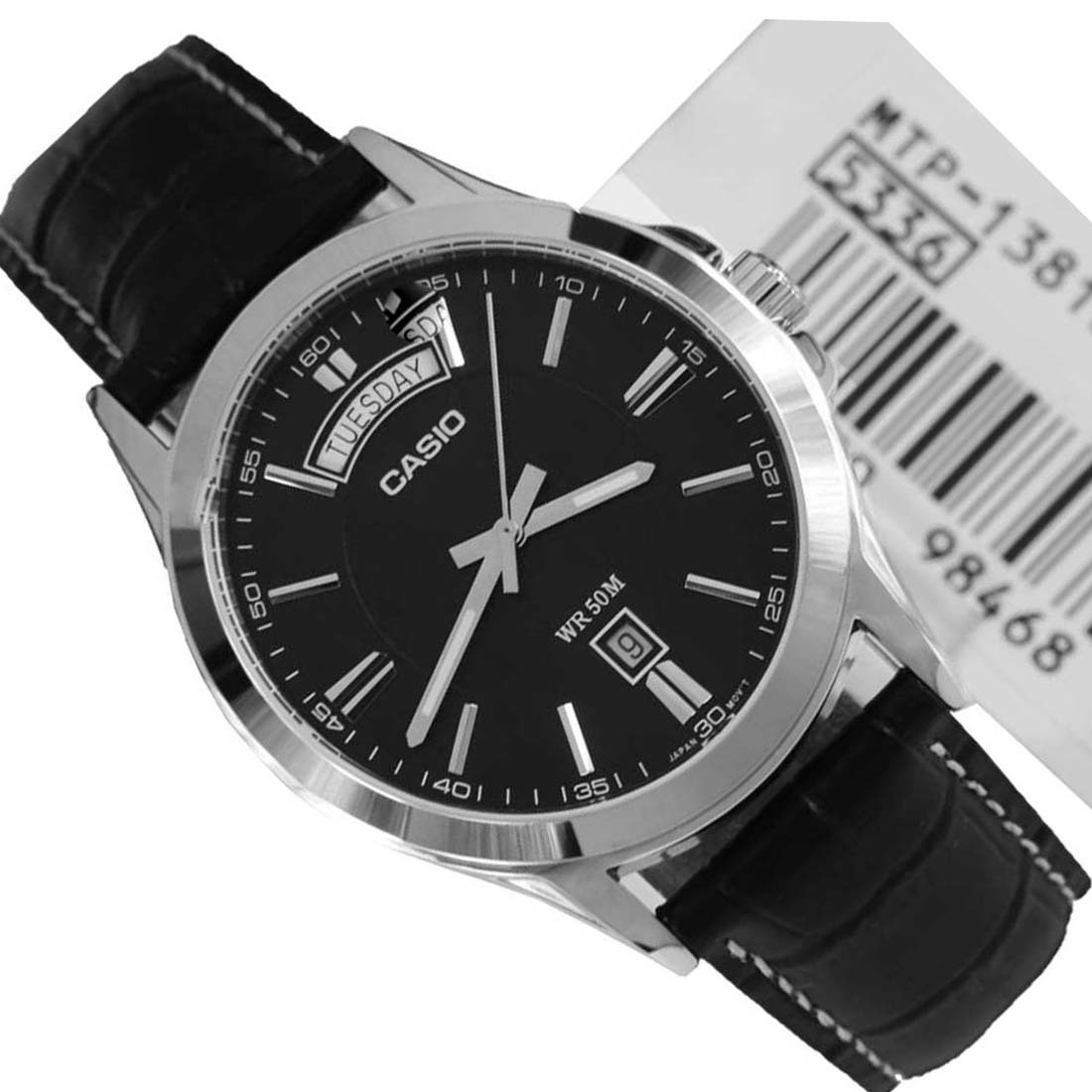 men fashion ex306 blue analog leather strap watch
