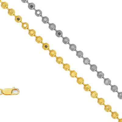 14k Solid Yellow Gold 1.2mm Diamond-Cut Bead Ball Chain 16