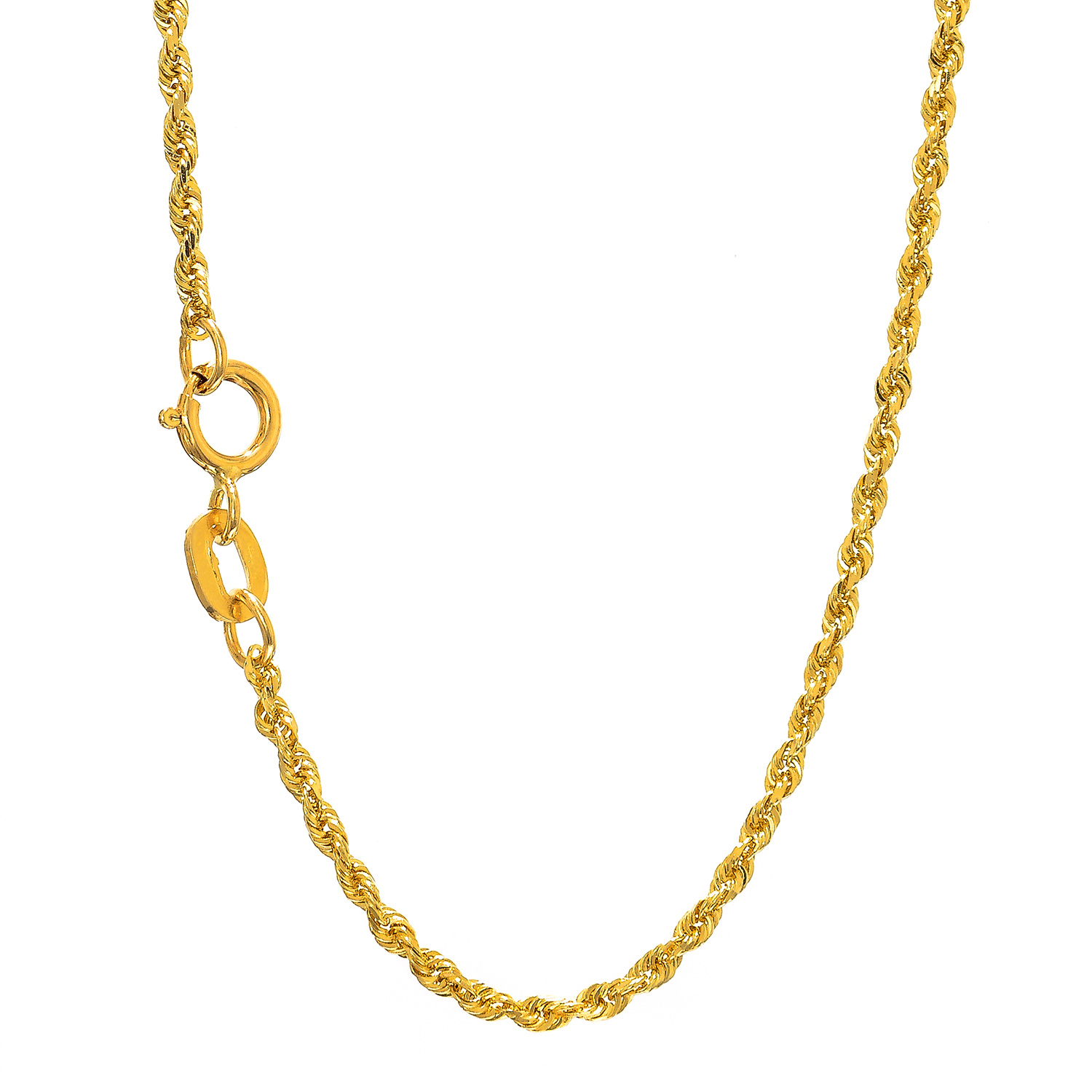 10k Solid Yellow Gold 1.25 mm Diamond-Cut Rope Chain 10