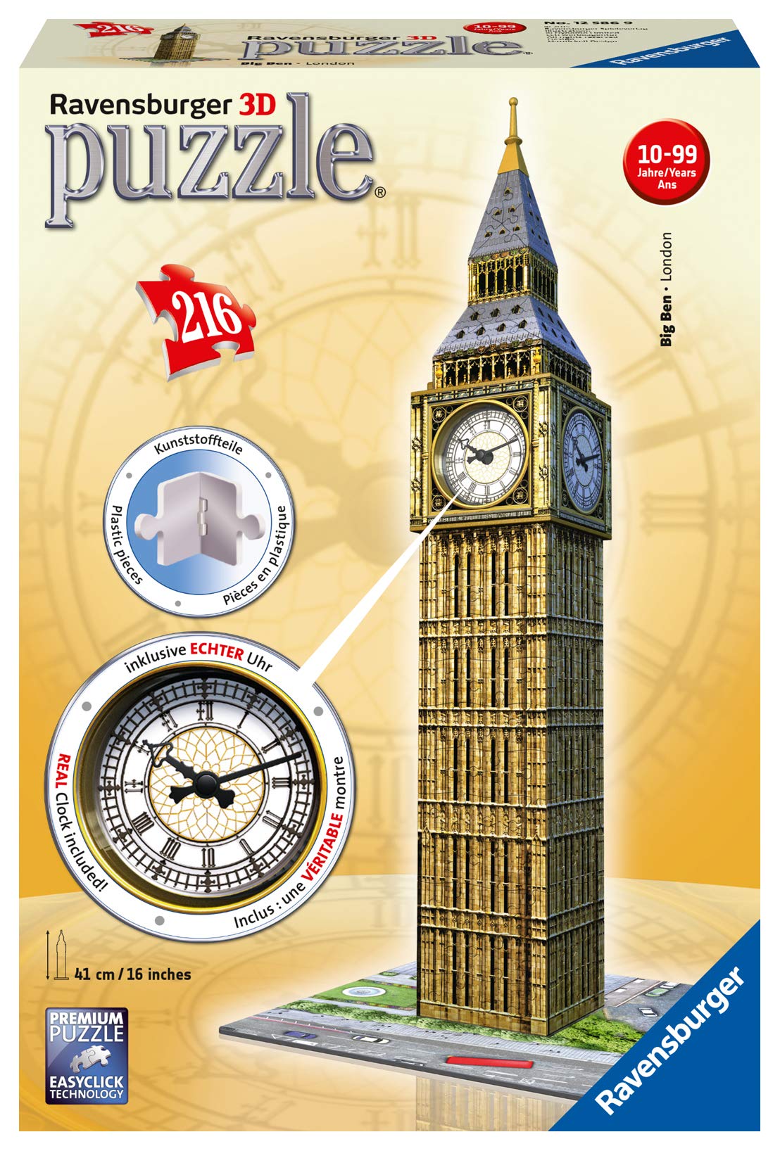 Ravensburger Big Ben 216 Piece 3D Jigsaw Puzzle Includes Real Working Clock