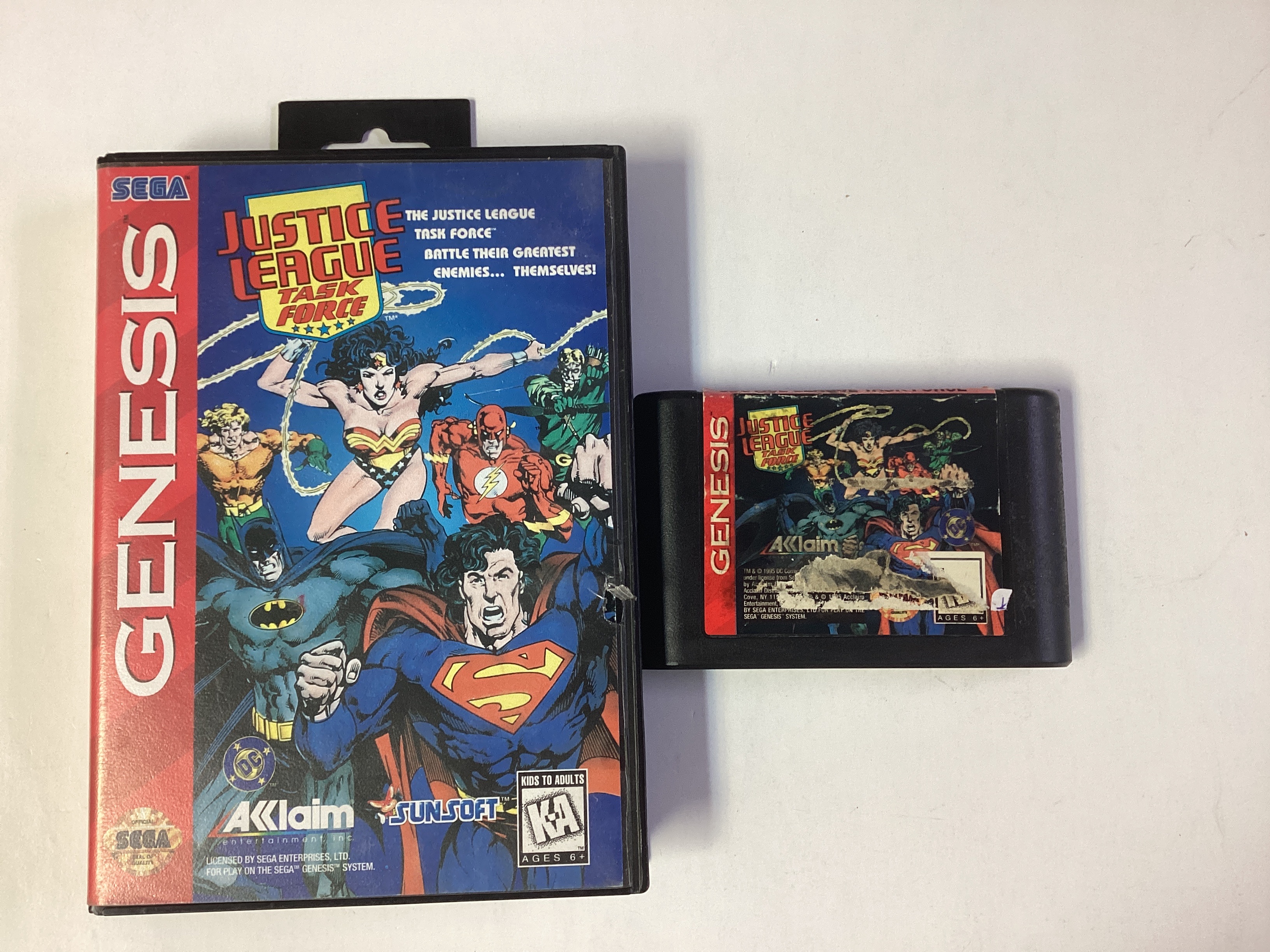 Justice League Task Force- Sega Genesis TESTED Boxed Artwork no