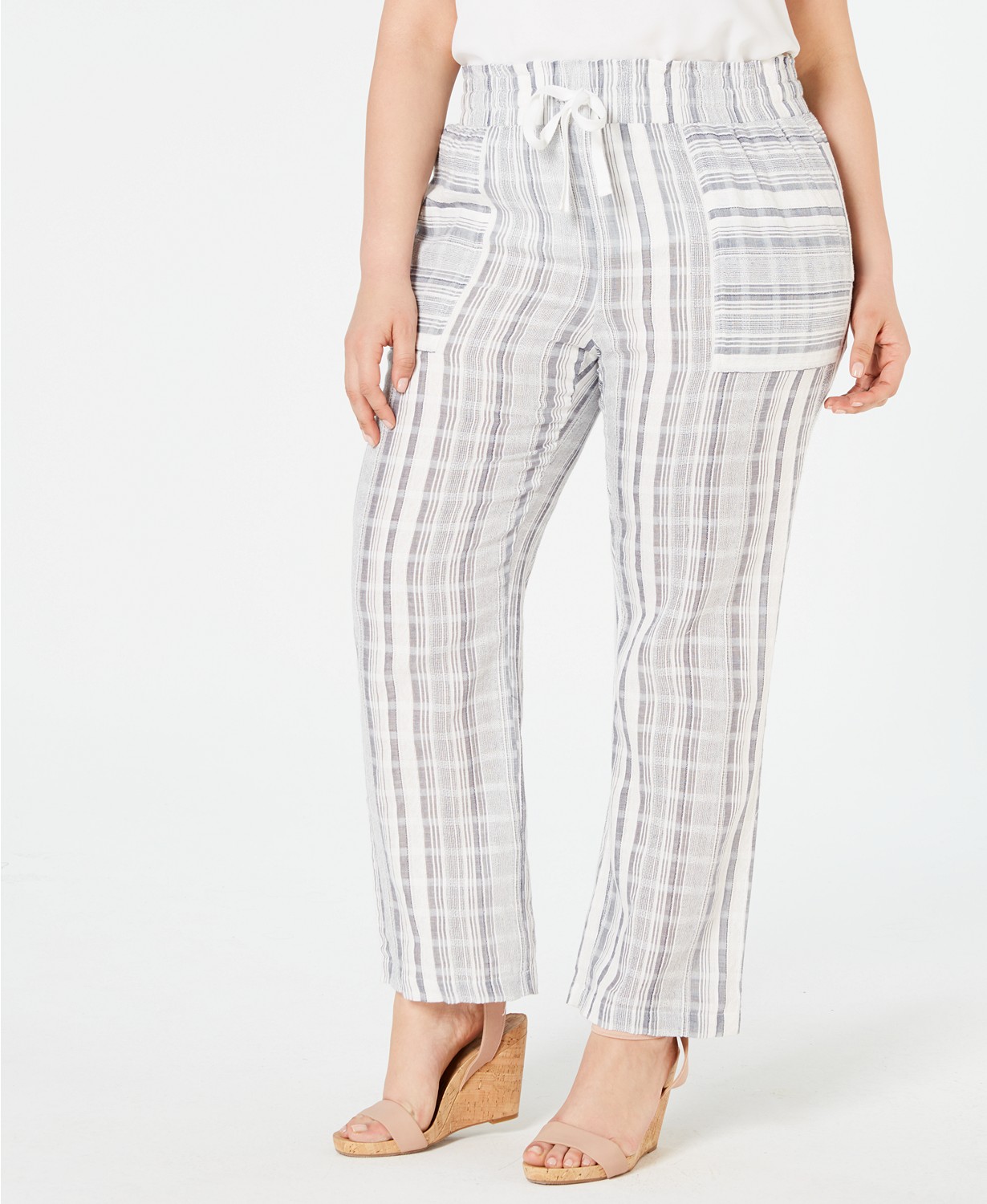 pinstripe drawstring pants