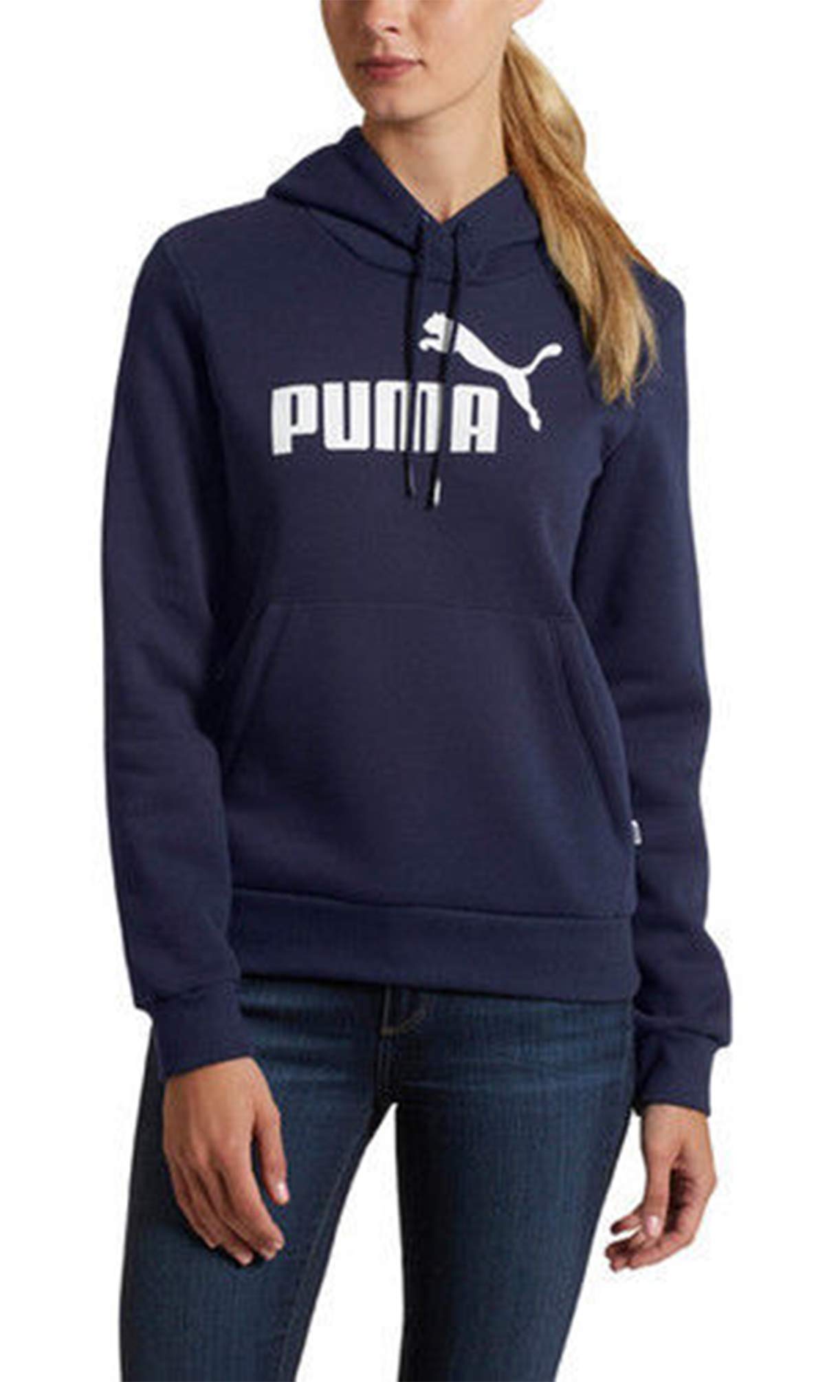 Puma Peacoat Women's Logo Graphic Hooded Sweater, X-Large, Blue ...