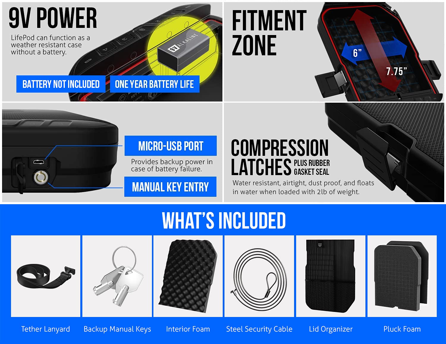 Vaultek VLP10CN LifePod Airtight Water Resistant Safe (Colion Noir