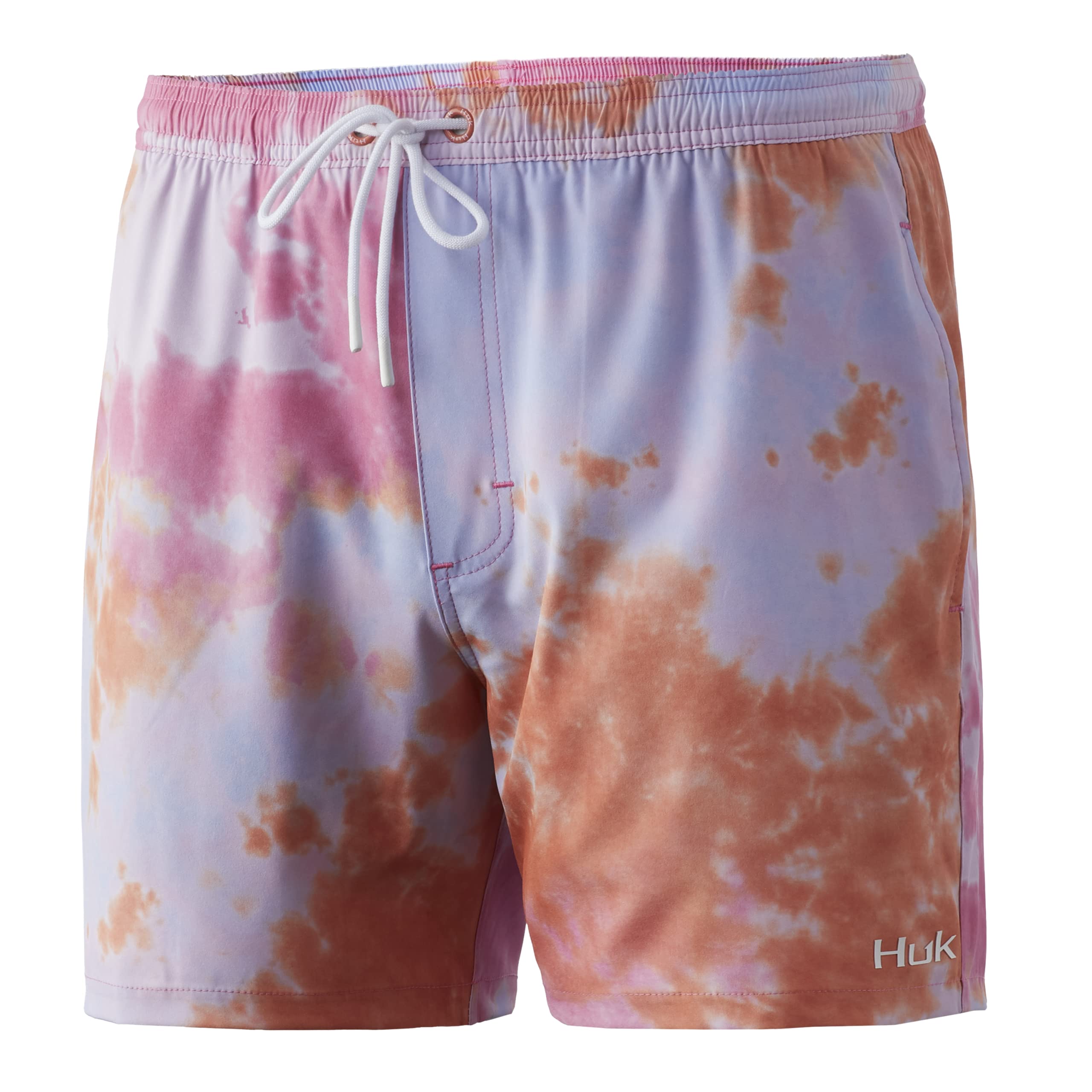 Huk Mens Tie Dye Volley 5.5" Purple Blue XXL Fishing Swim Shorts for