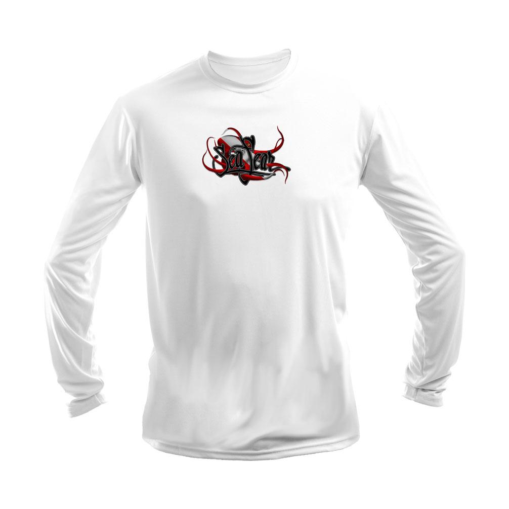 Sea Fear Men's Fishing Shirt - Octopus Dive Flag Graphic Long Sleeve Beach Shirt - Picture 10 of 10
