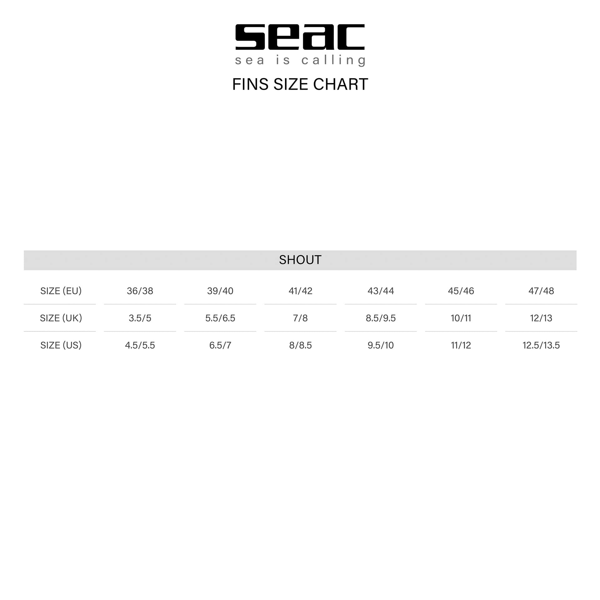 SEAC Shout Adult Long Fins for Scuba Diving, Freediving and Spearfishing