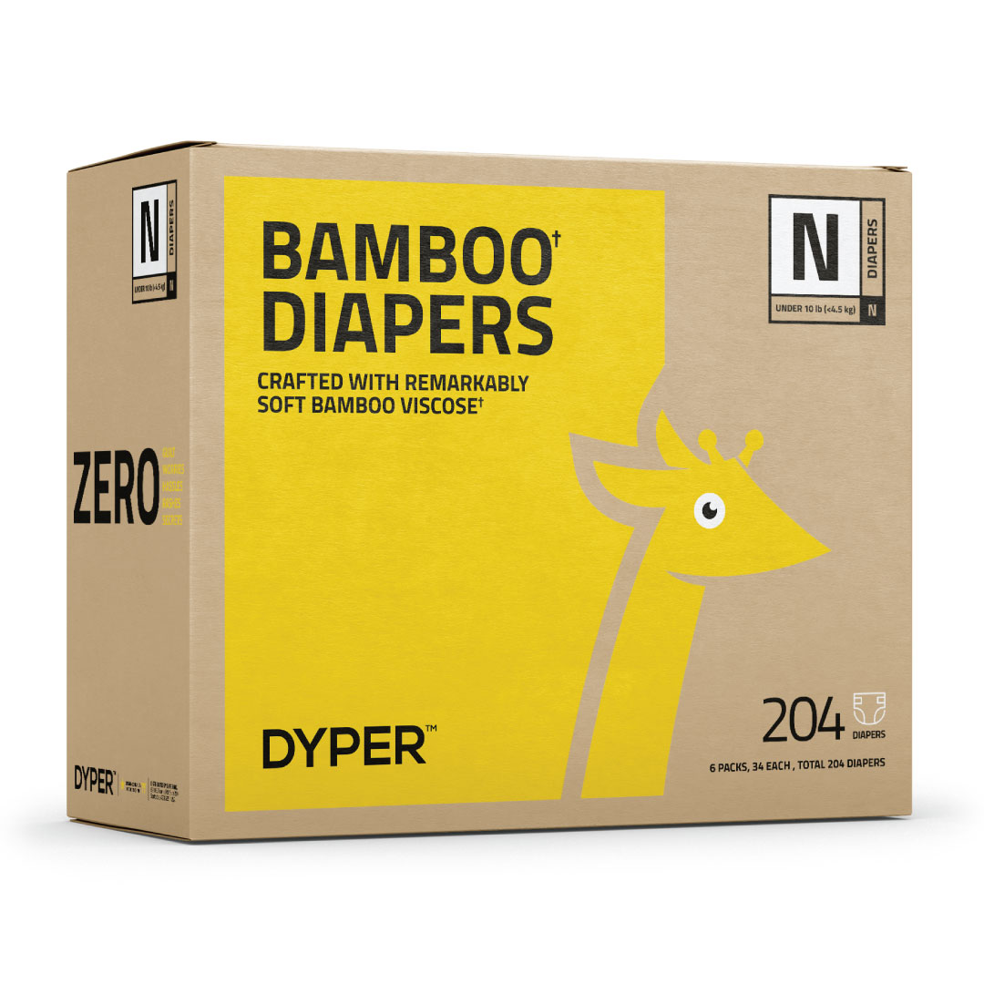 Bamboo Baby Diapers | Size Newborn | < 10 lbs | 204 Count