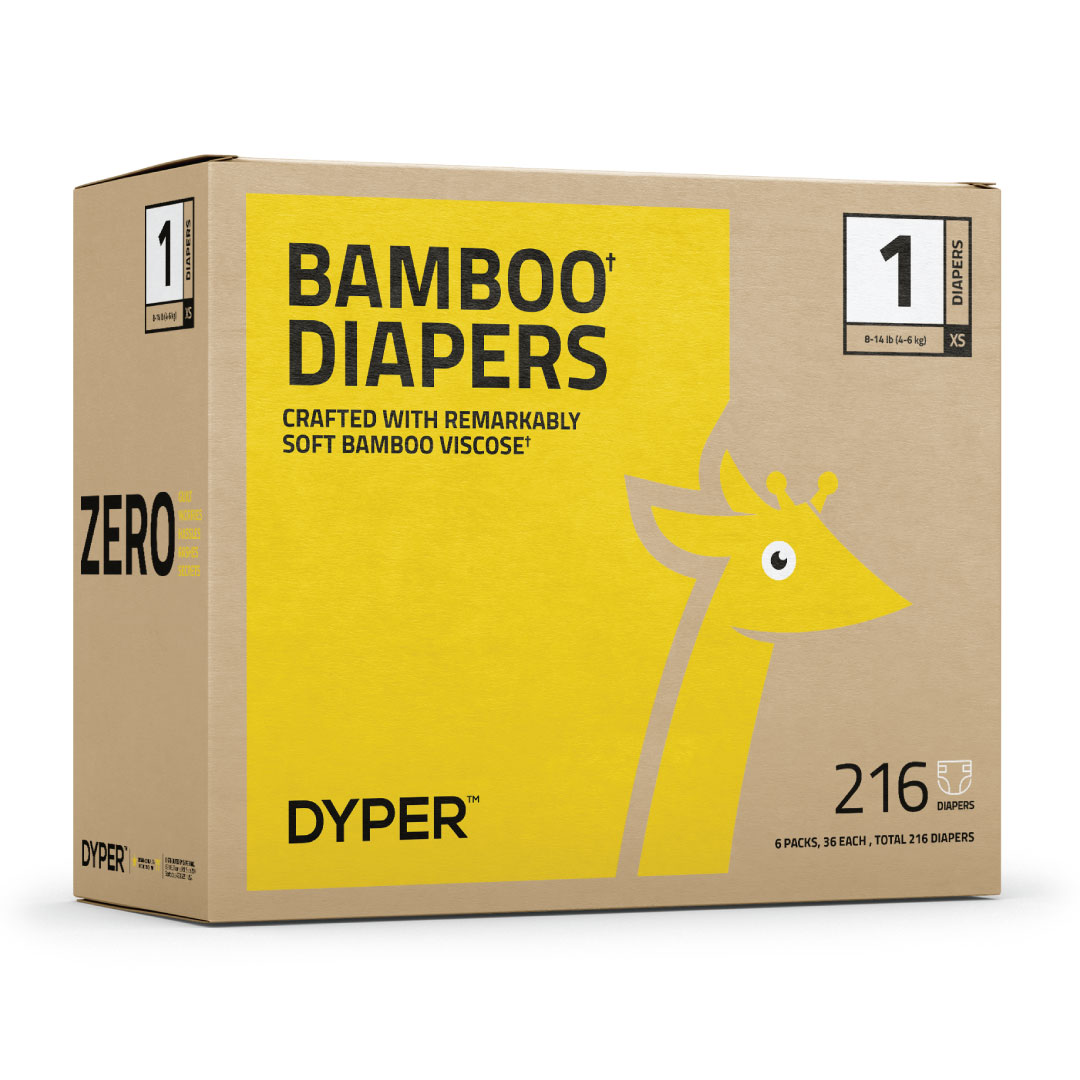 Bamboo Baby Diapers | Size 1 | 8-14 lbs | 216 Count