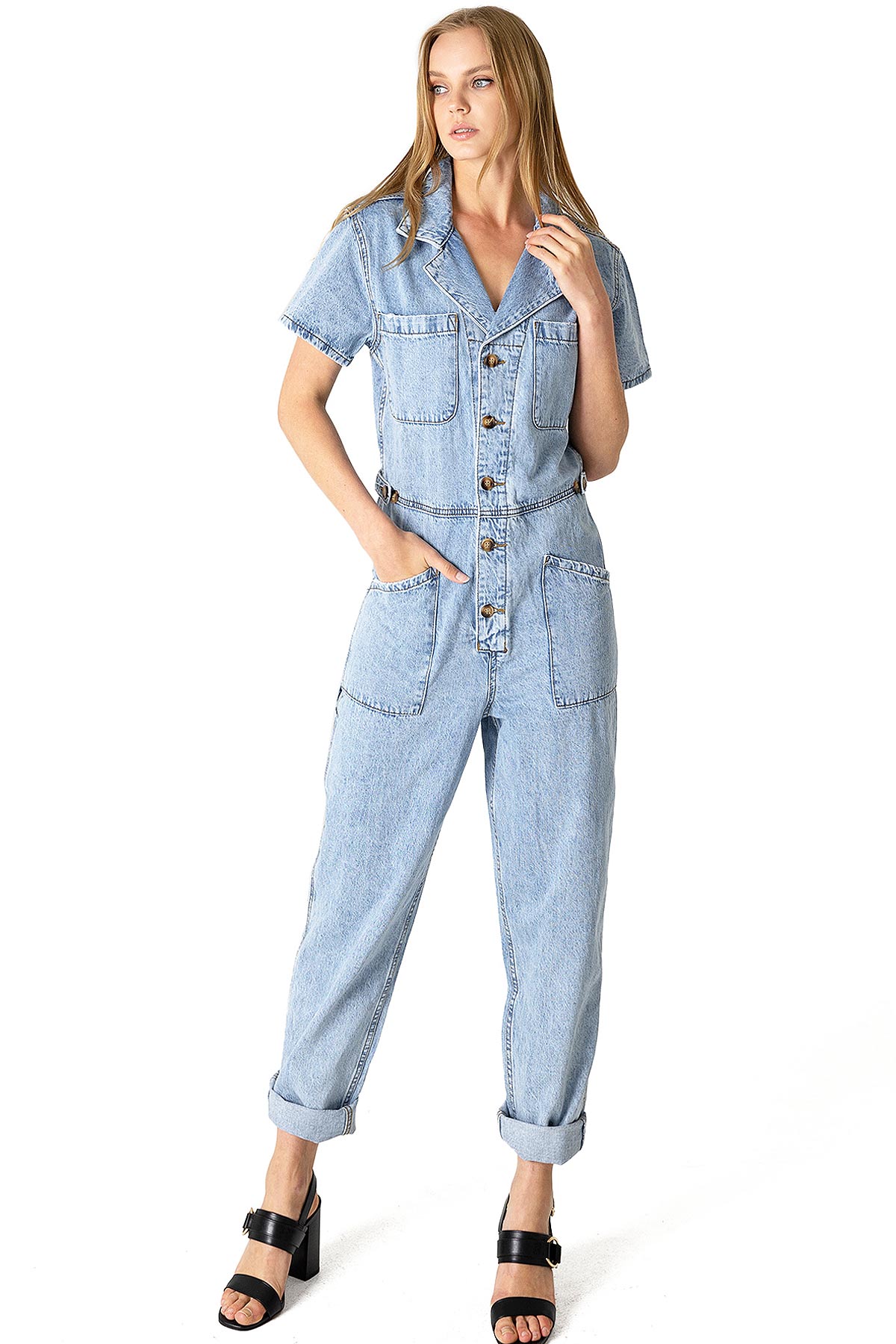 Vibrant MIU Womens Juniors Aviator Denim Romper Jumpsuit | eBay