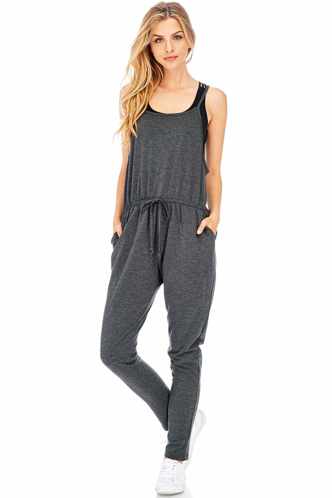 Ambiance Womens Juniors Casual Jogger Jumpsuit