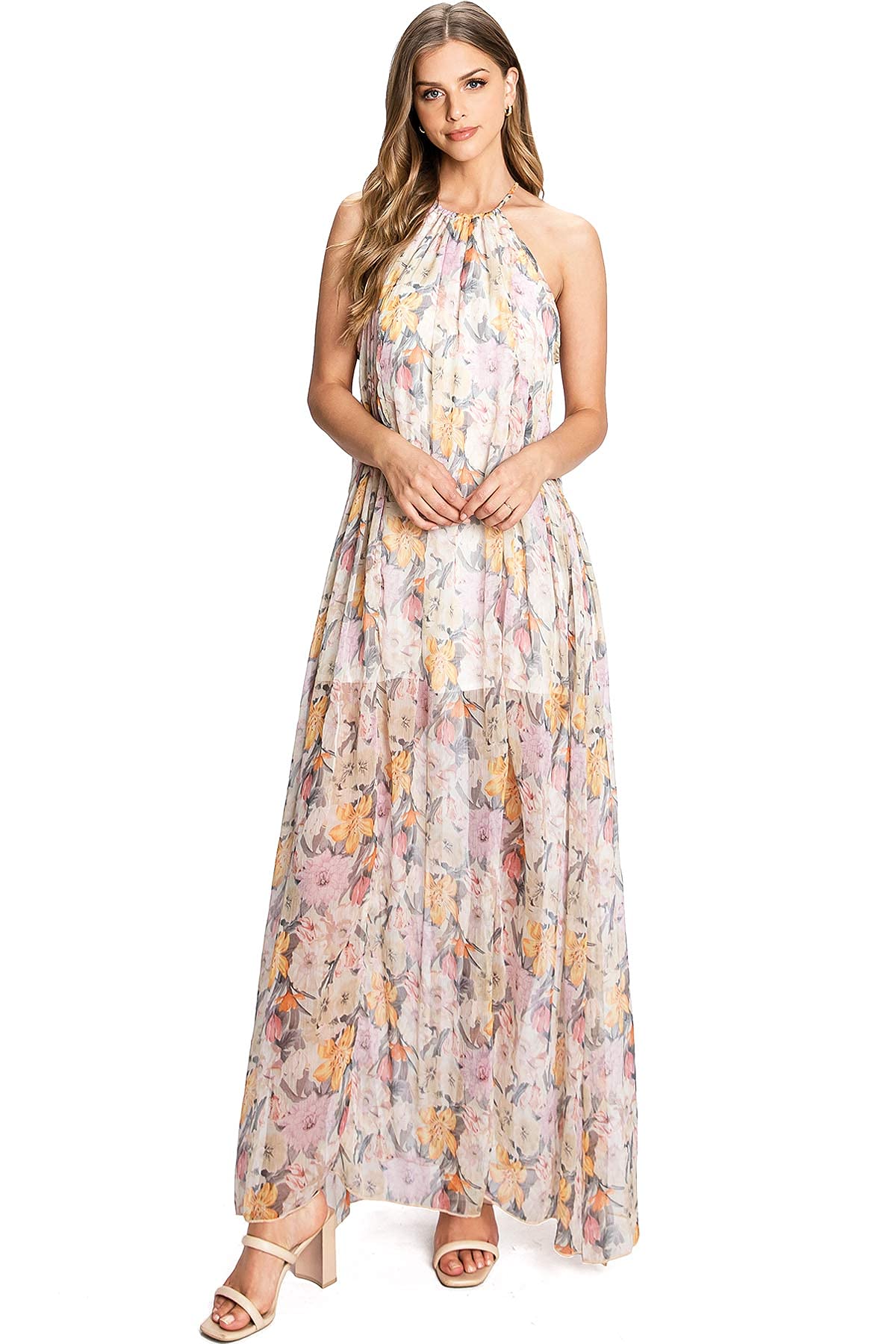 Aakaa Women's Special Occasion Formal Floral Halter Chiffon A-Line Maxi  Dress | eBay