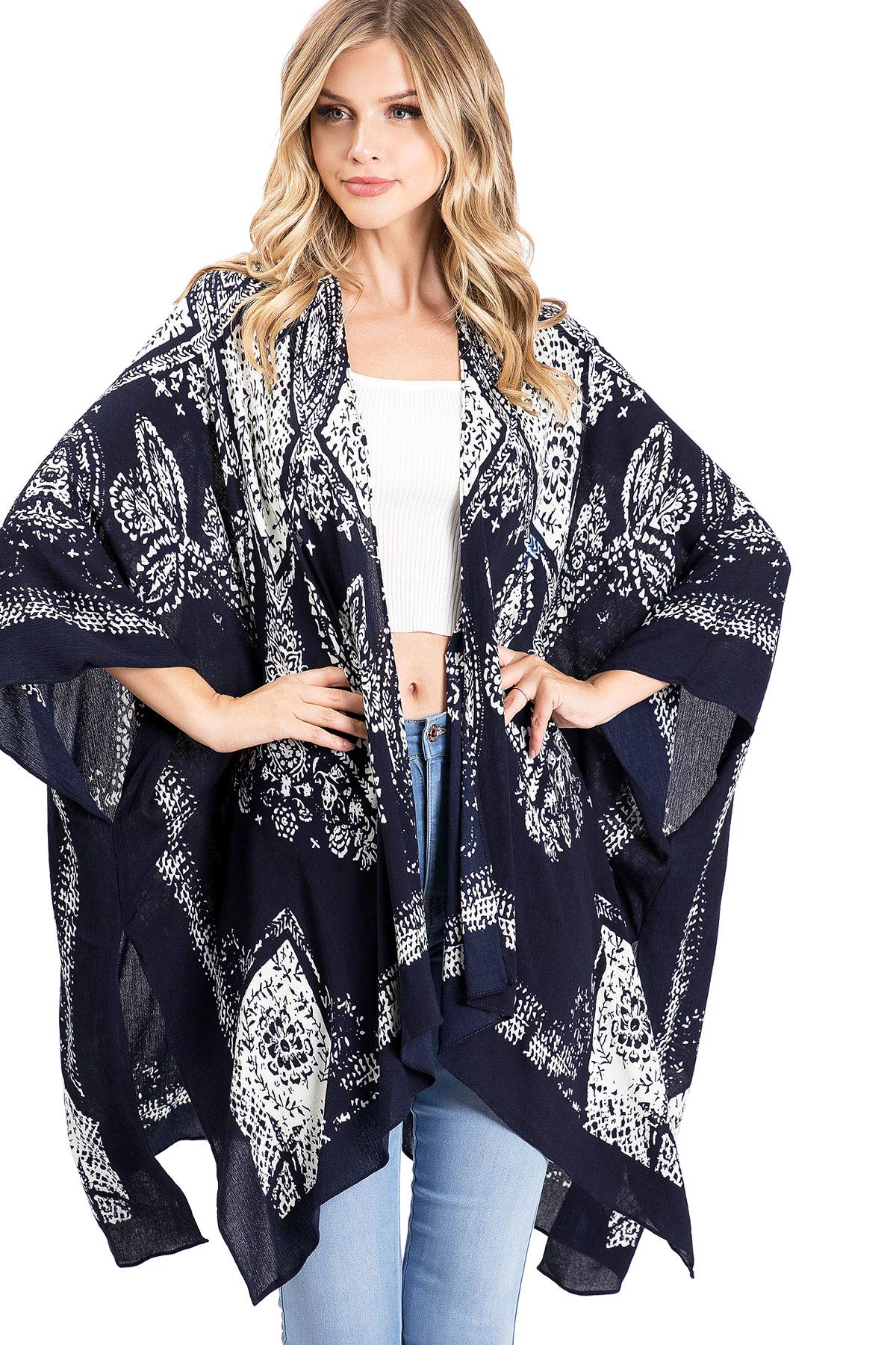 Lana Roux Women's Boho Style Layering Kimono