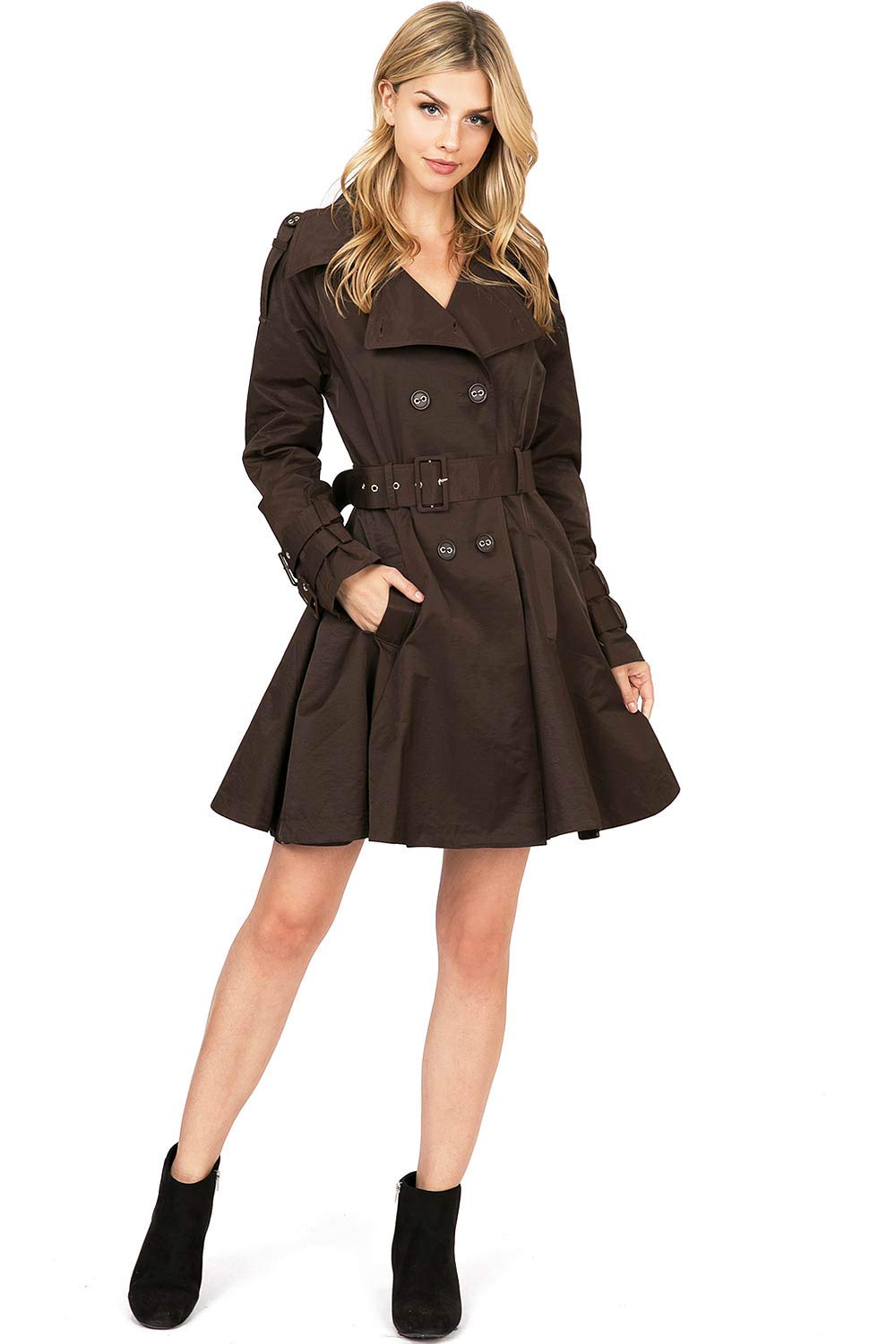 womens mid length trench coat