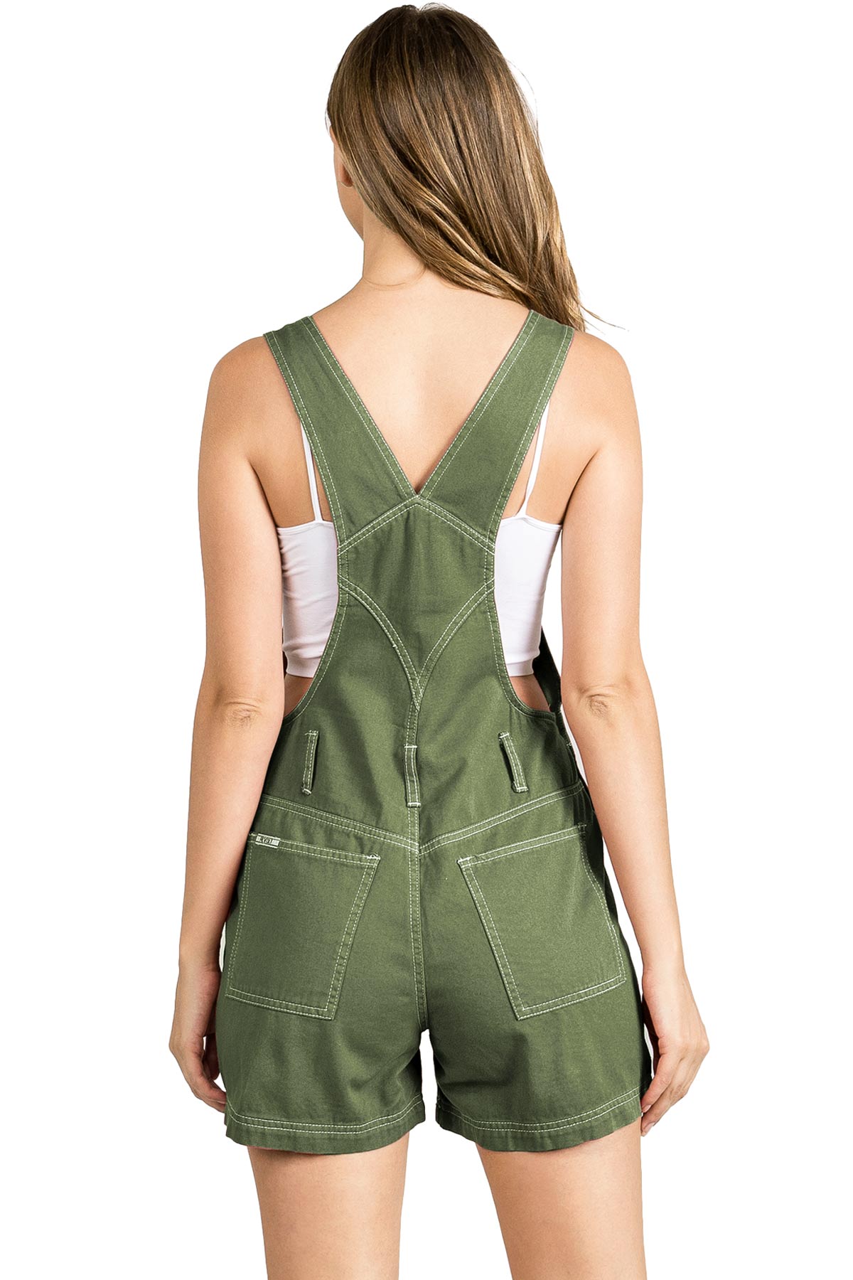 Revolt Women's Juniors Classic Twill Short Overalls - Picture 4 of 21