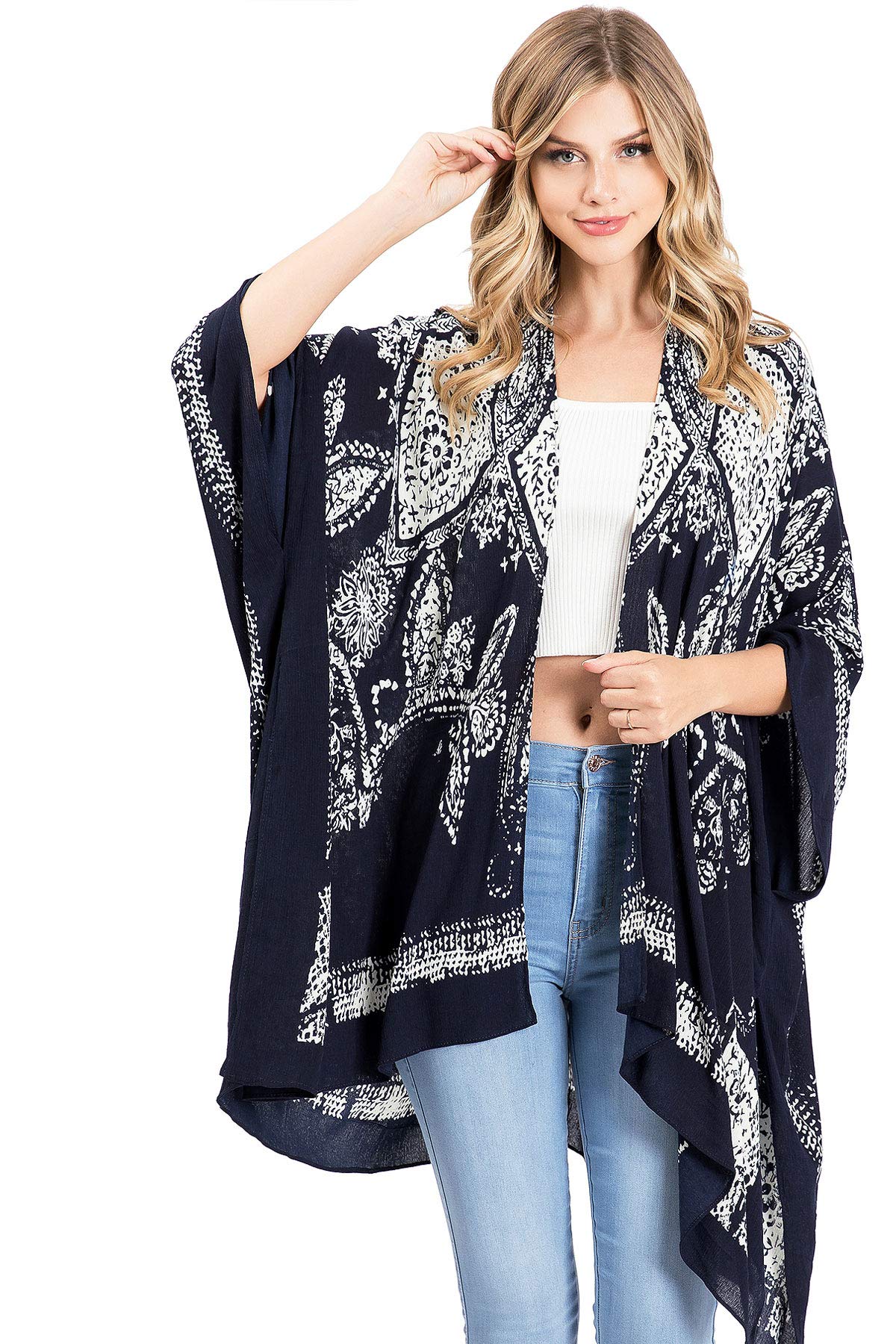 Lana Roux Women's Boho Style Layering Kimono