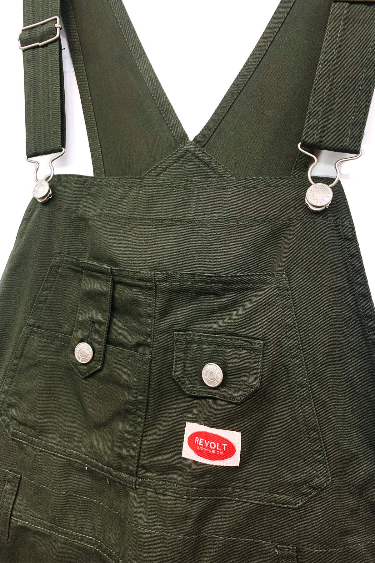 Revolt Women's Juniors Classic Twill Short Overalls - Picture 12 of 16
