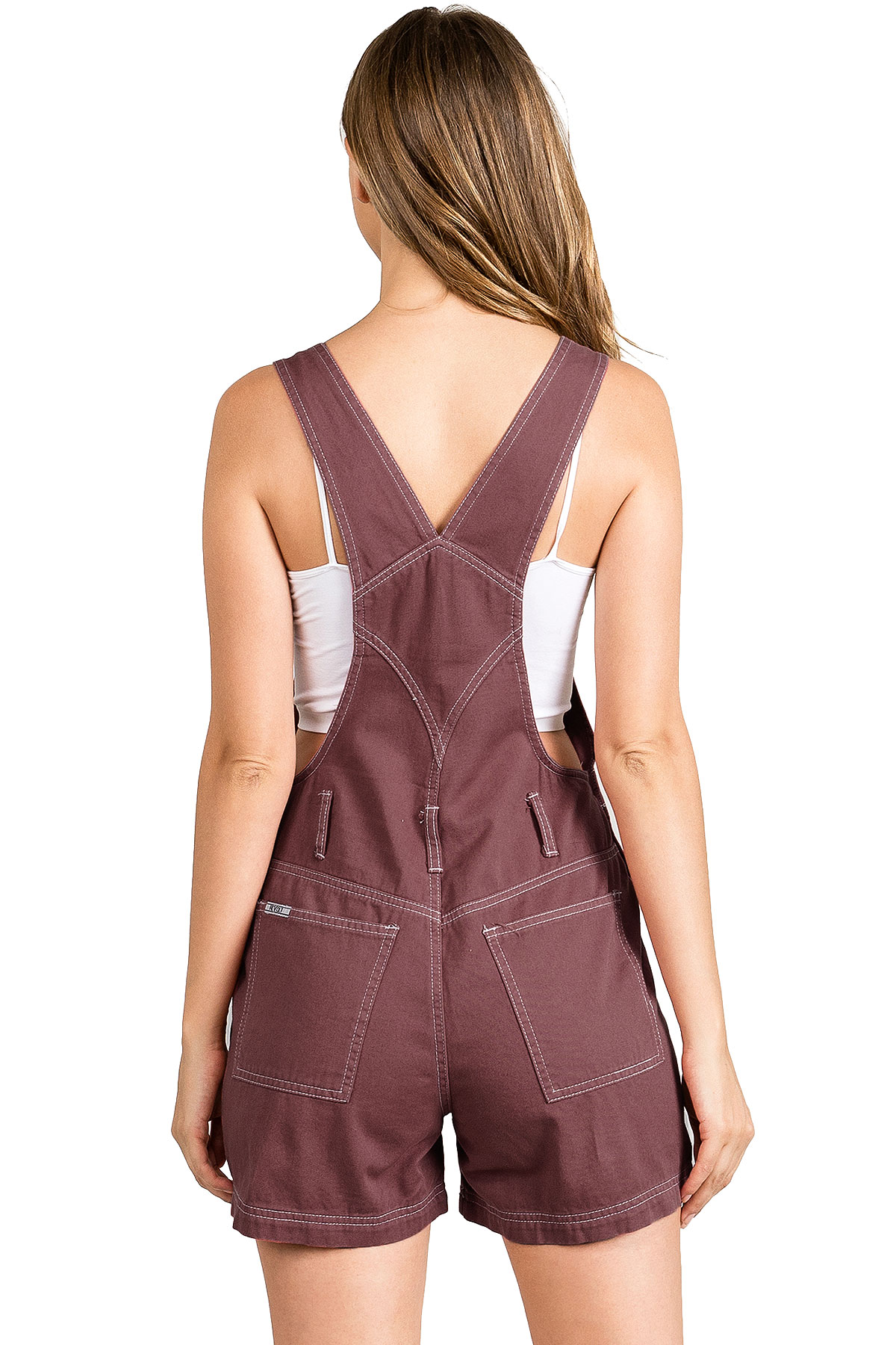 Revolt Women's Juniors Classic Twill Short Overalls - Picture 7 of 21