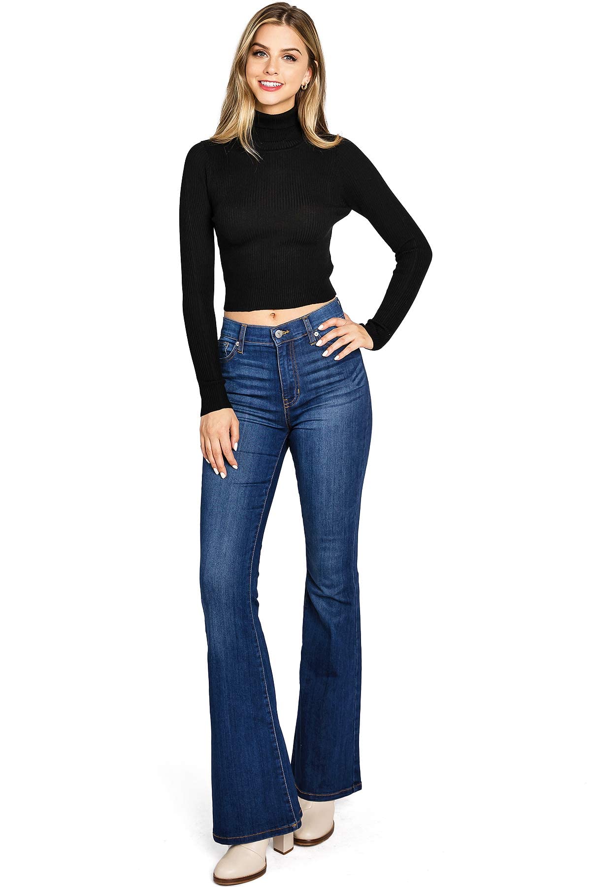 Celebrity Pink Women's Juniors High Waisted Flare Bell Bottom Jeans