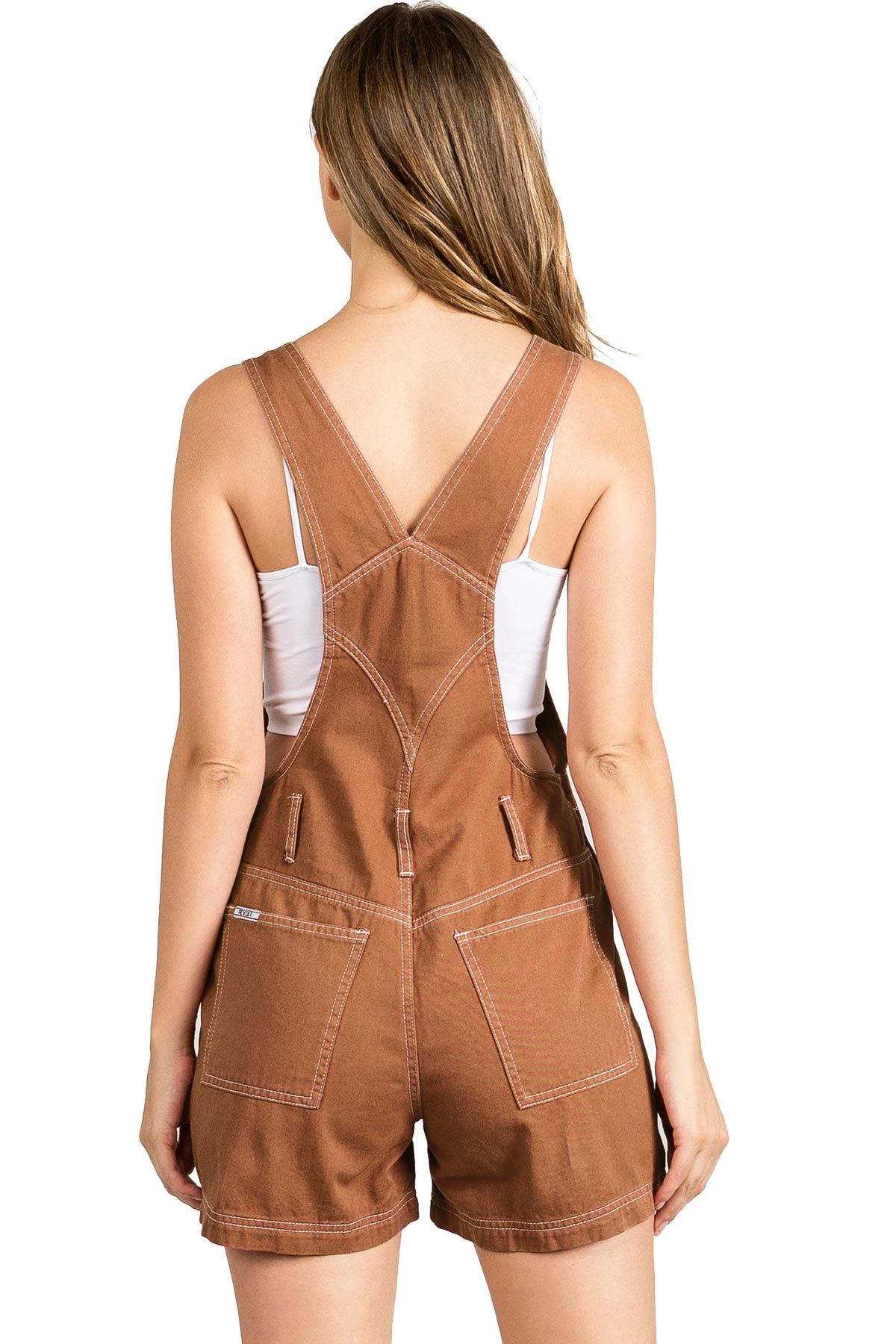 Revolt Women's Juniors Classic Twill Short Overalls - Picture 13 of 21