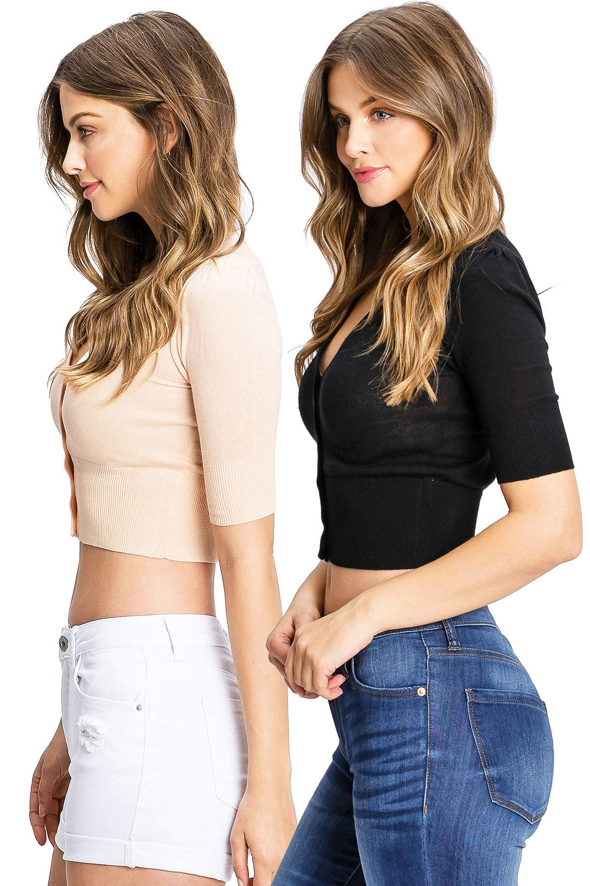 Ambiance Apparel Women's Juniors Crop Button Down Top - 2 Pack, Black +  Lavender, S: Buy Online at Best Price in UAE 