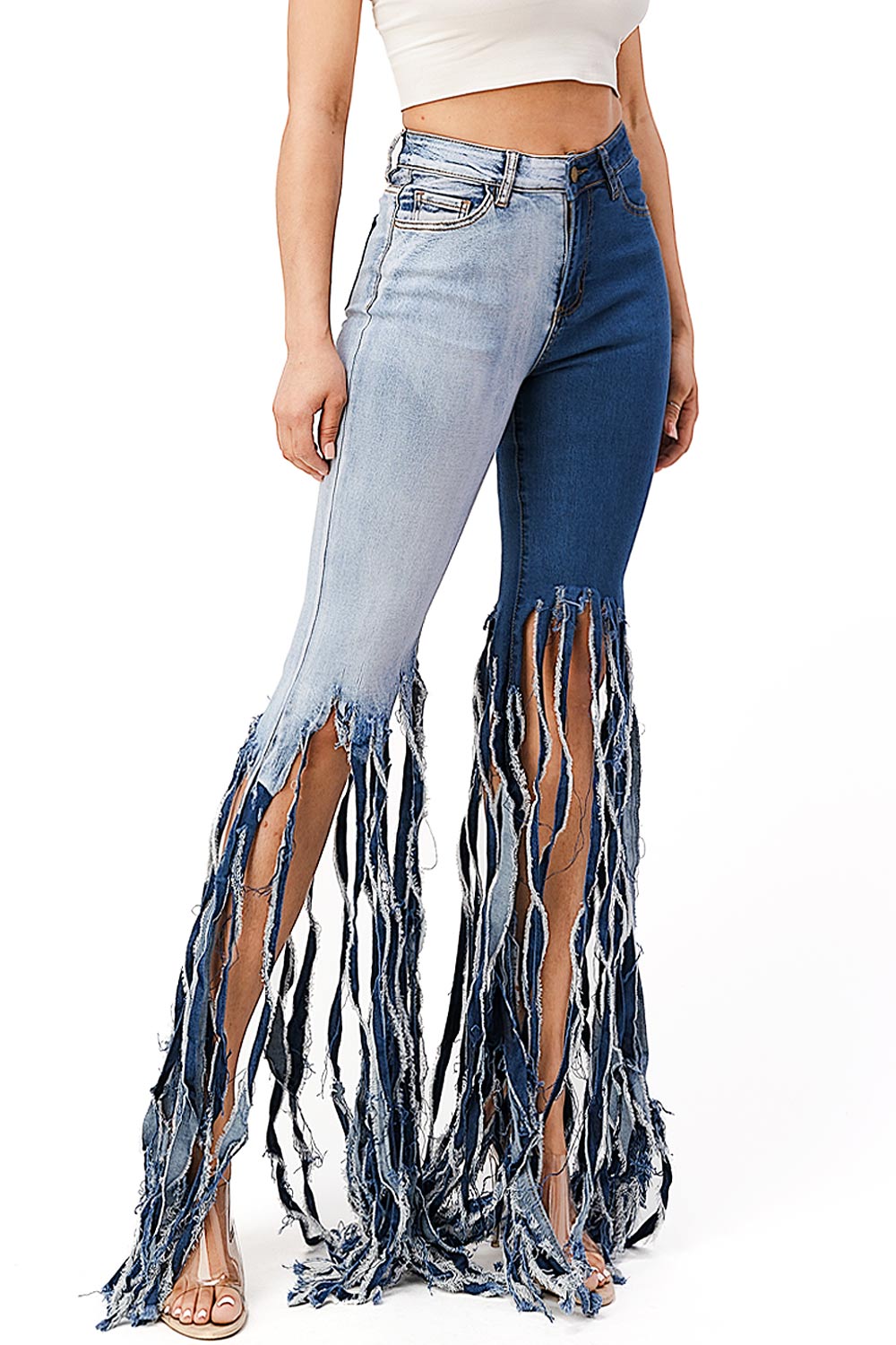 Purple Candy Womens Juniors Two-Tone Denim High Rise Ripped