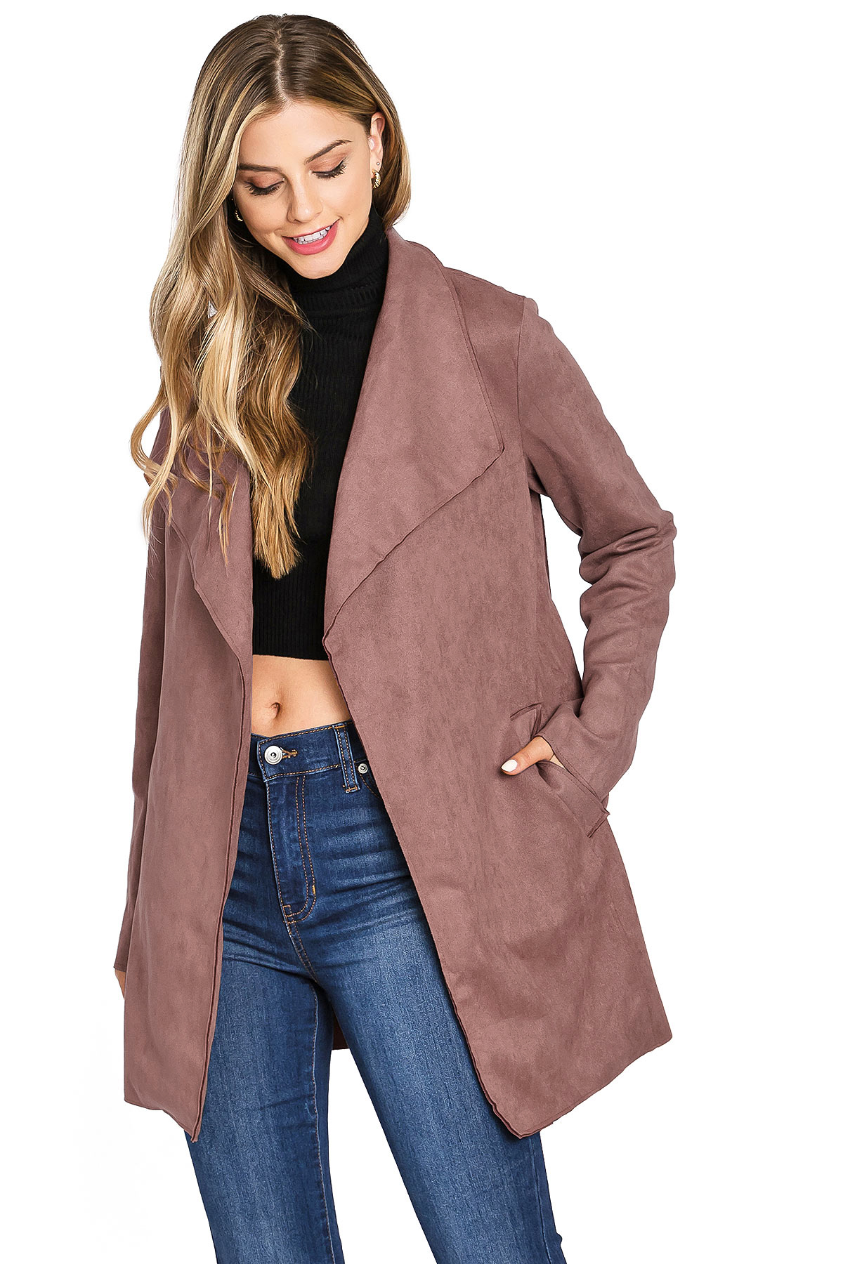 Haute Monde Women's Faux Suede Wrap Trench Coat | eBay