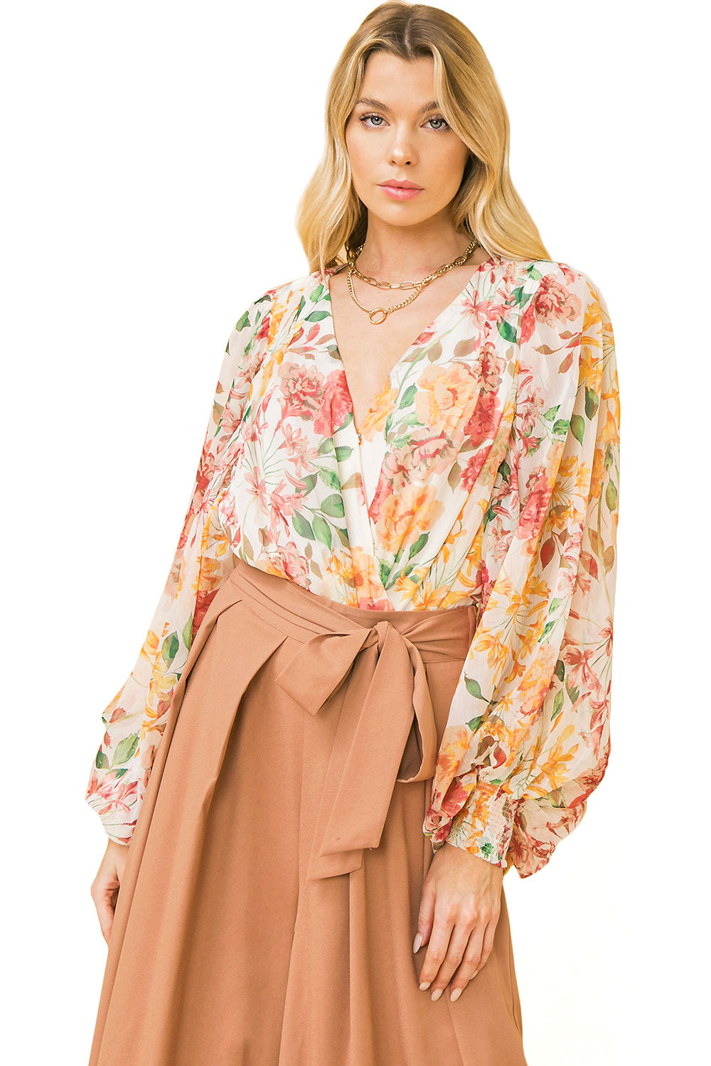chiffon bodysuit blouse